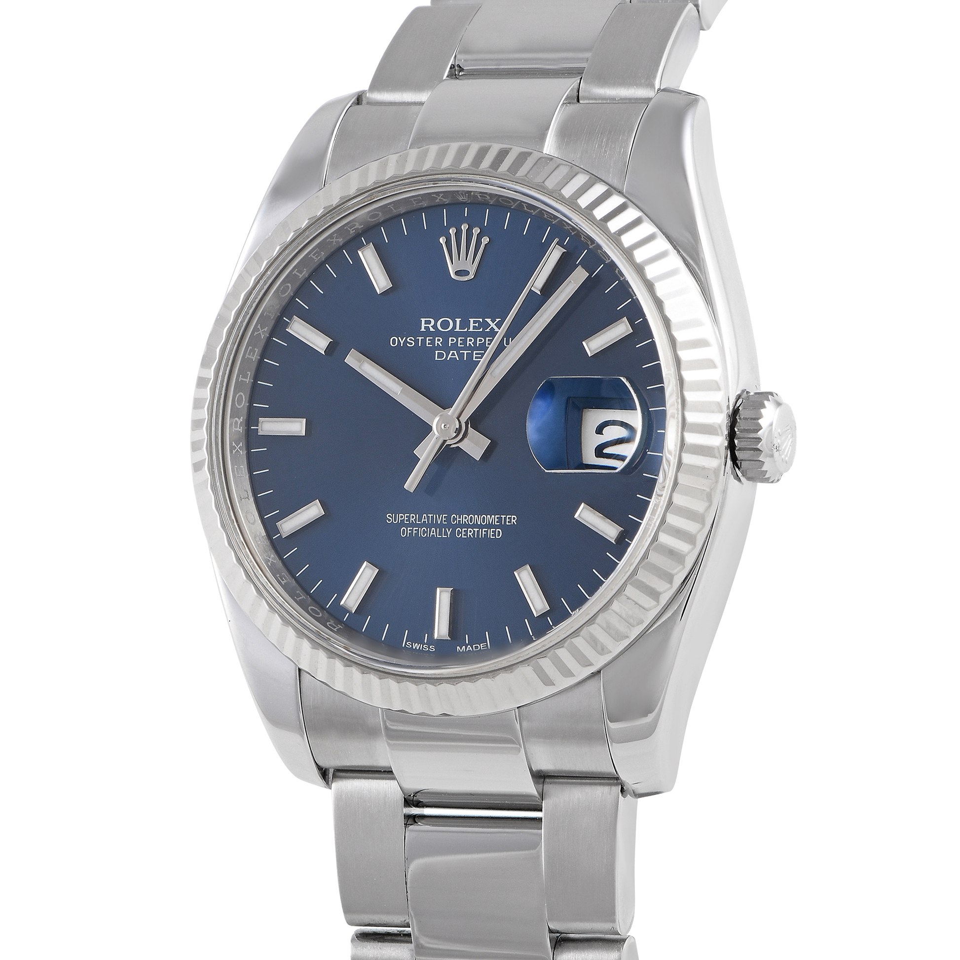 Rolex Oyster Perpetual Date 34 Blue Dial Watch 115234