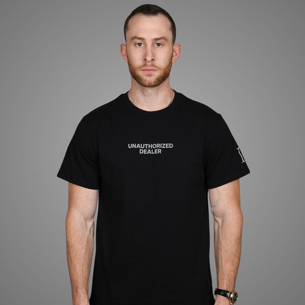 Luxury Bazaar Black "Unauthorized Dealer"® Crewneck T-Shirt