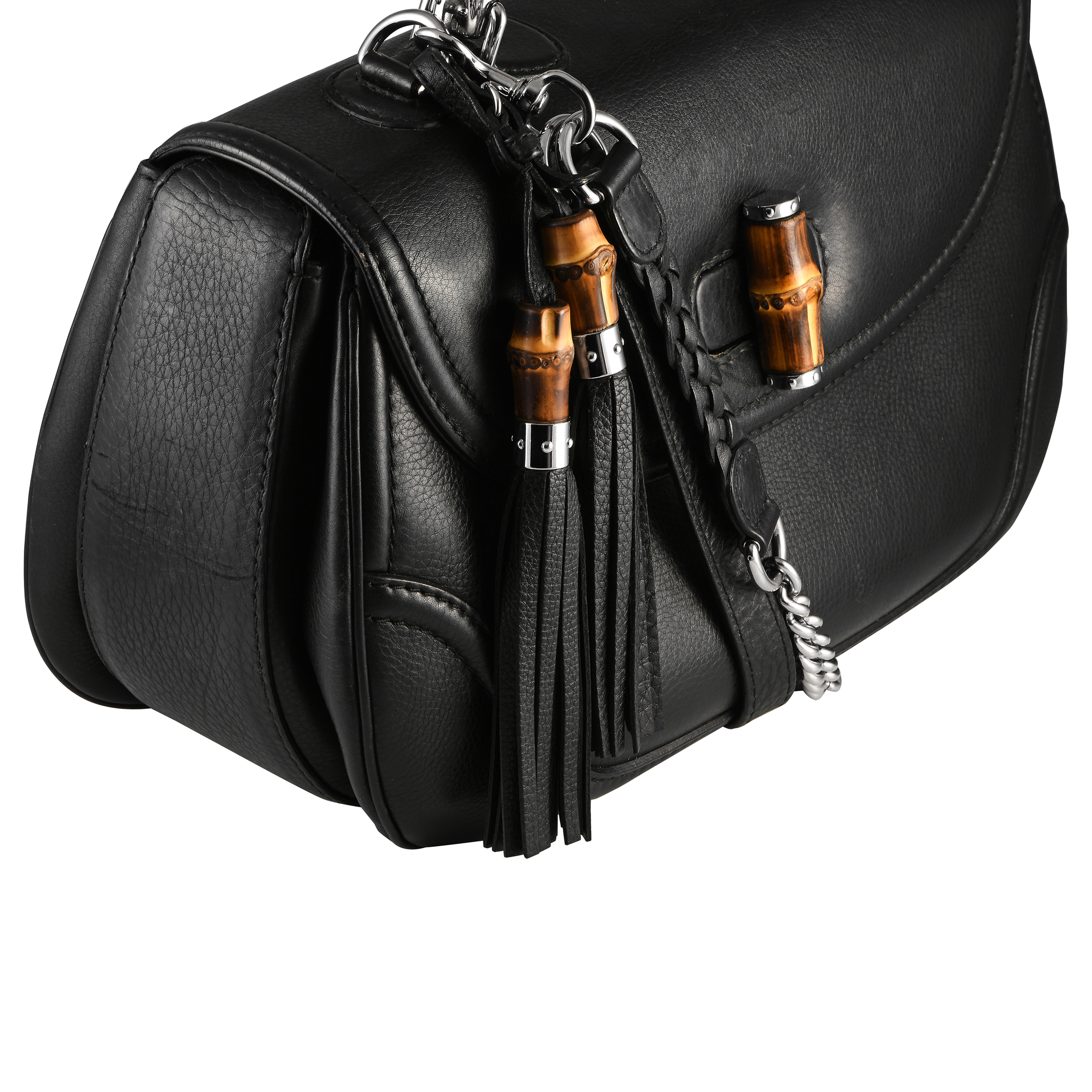 Gucci Bamboo Top Handle Tassel Leather Bag