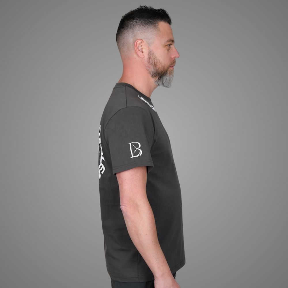 Luxury Bazaar Neck Logo "Unauthorized Dealer"® Crewneck T-Shirt - Dark Gray