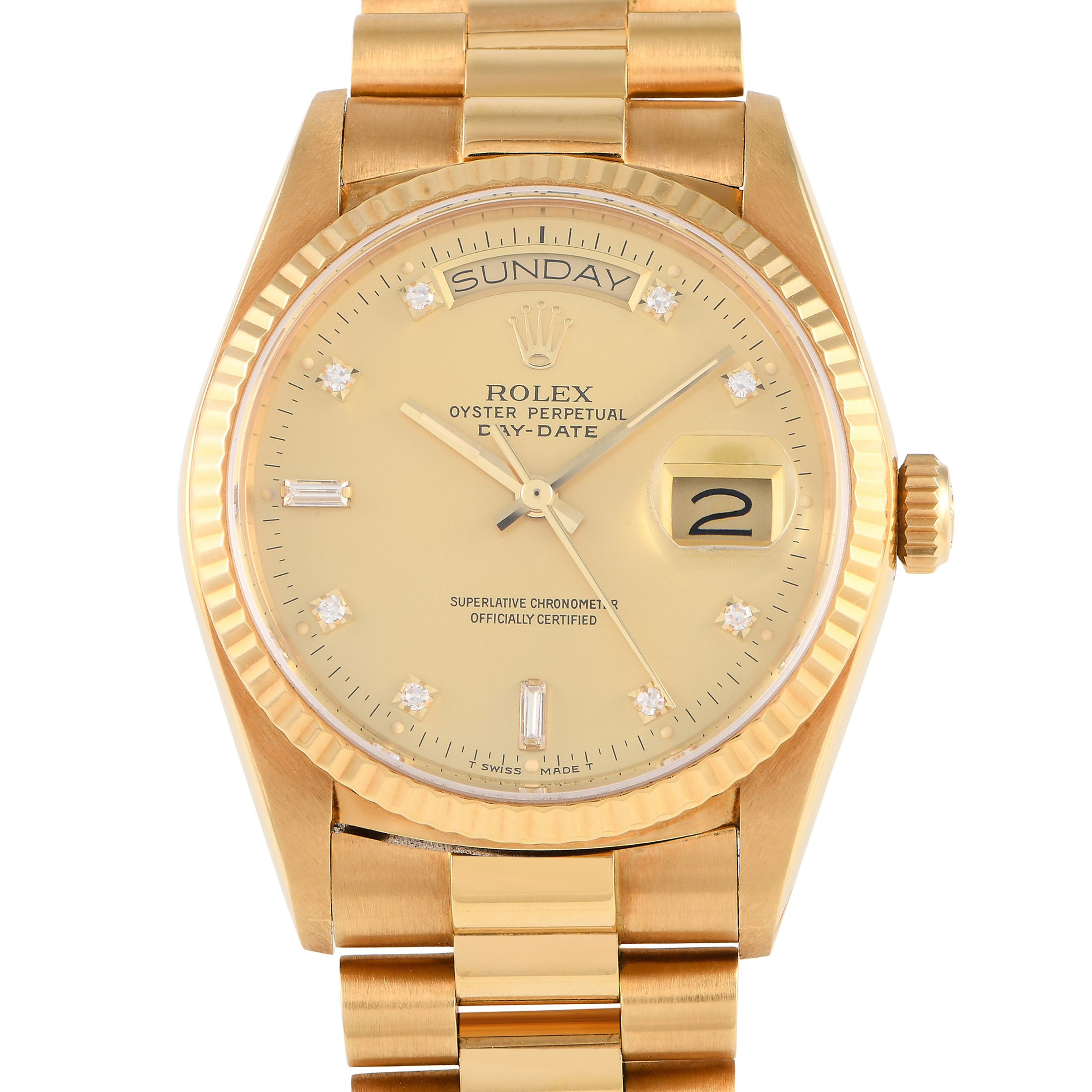 Rolex Day-Date 36 Champagne Diamond Dial Watch 18038