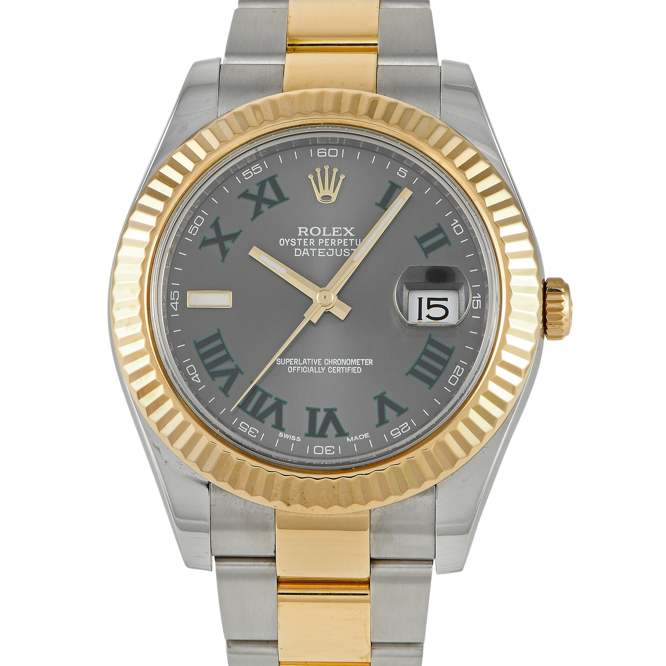 Rolex Datejust II Slate Roman Dial Watch 116333