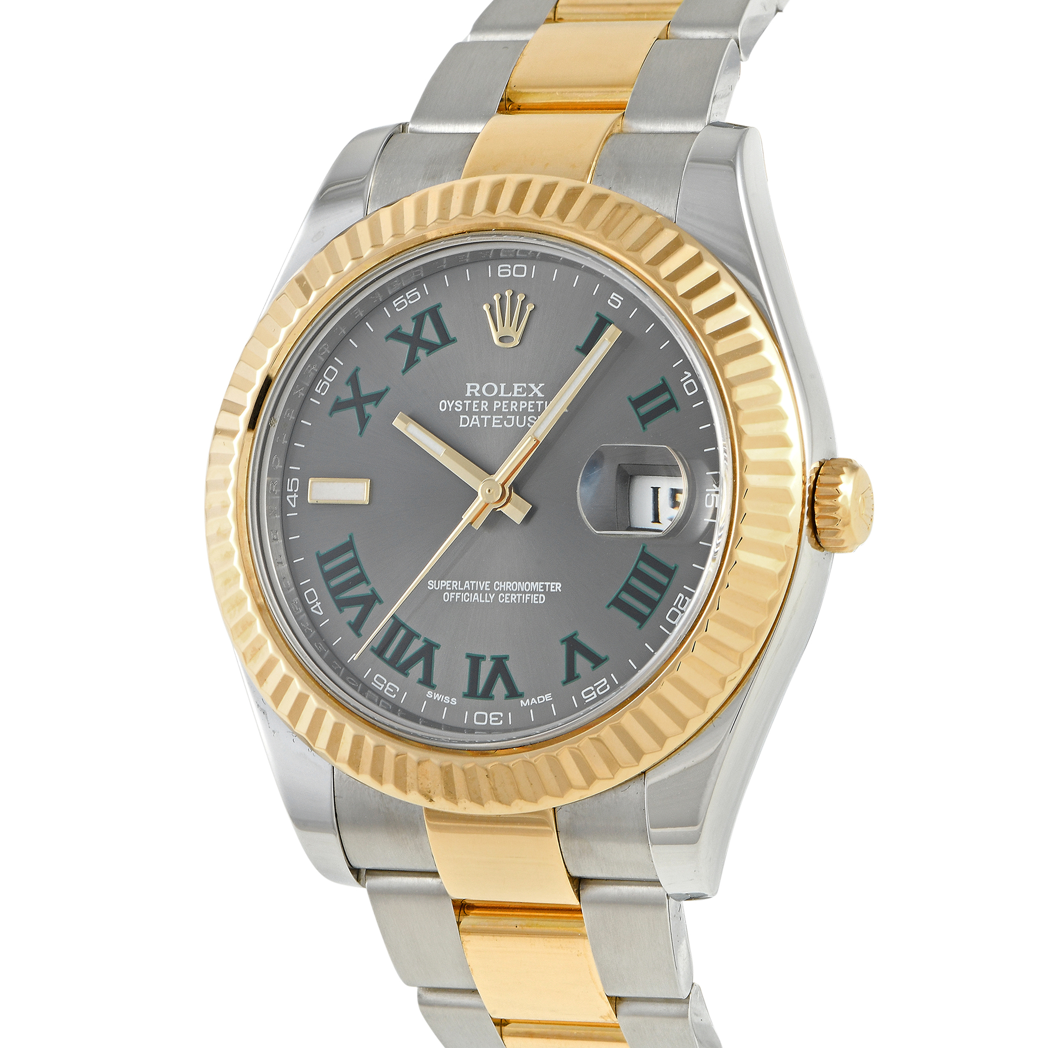 Rolex Datejust II Slate Roman Dial Watch 116333