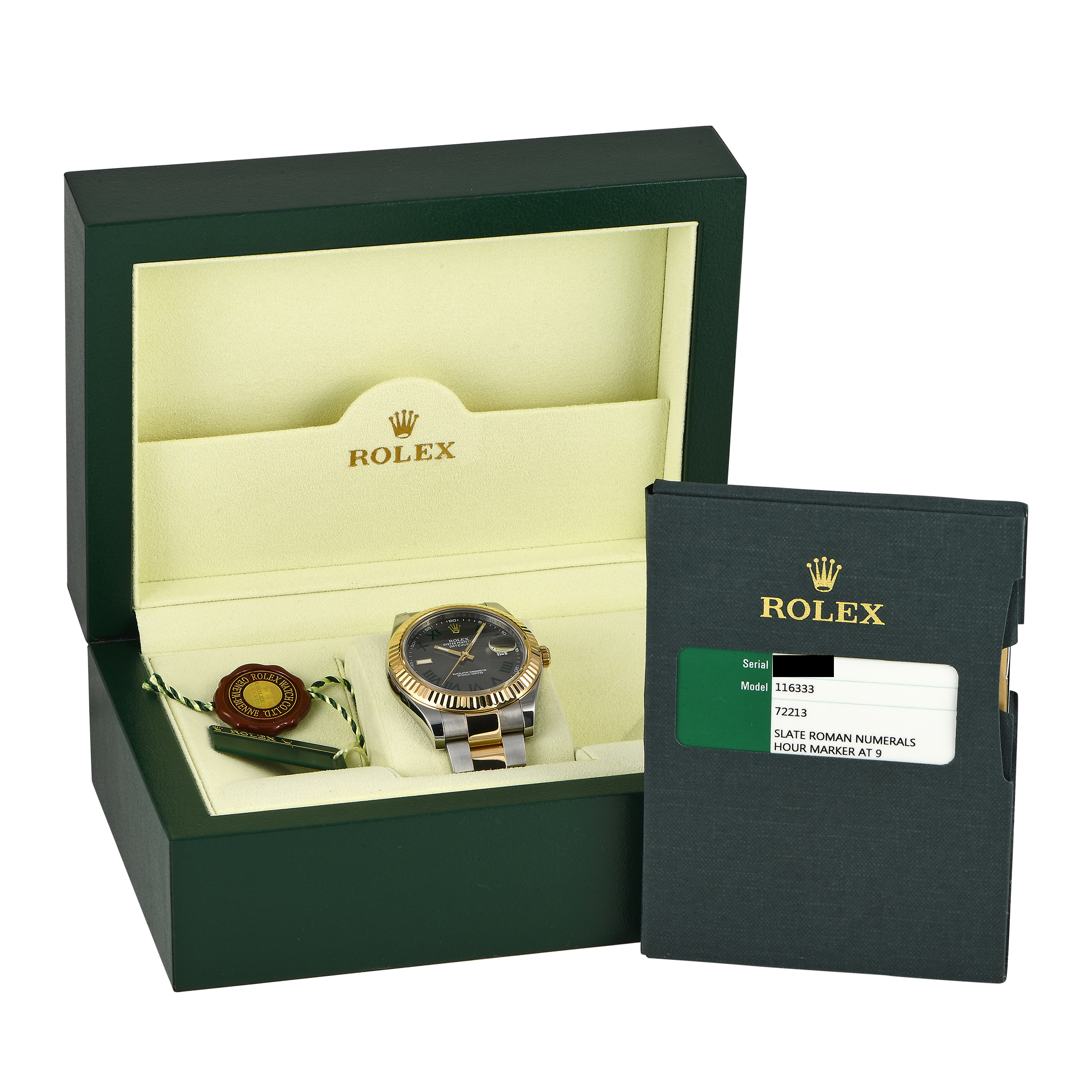 Rolex Datejust II Slate Roman Dial Watch 116333