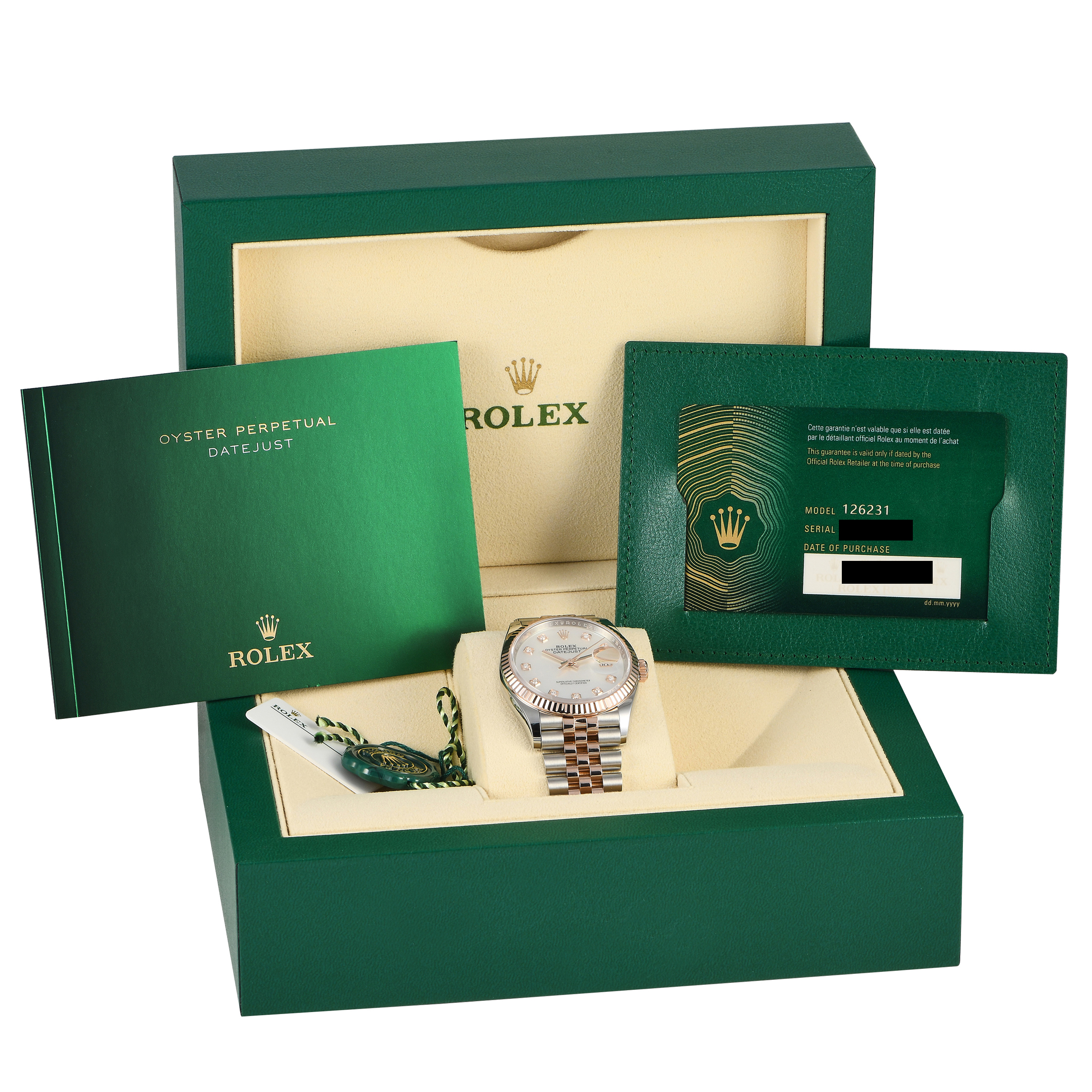 Rolex Datejust 36 Mother of Pearl Diamond Dial Watch 126231-0021