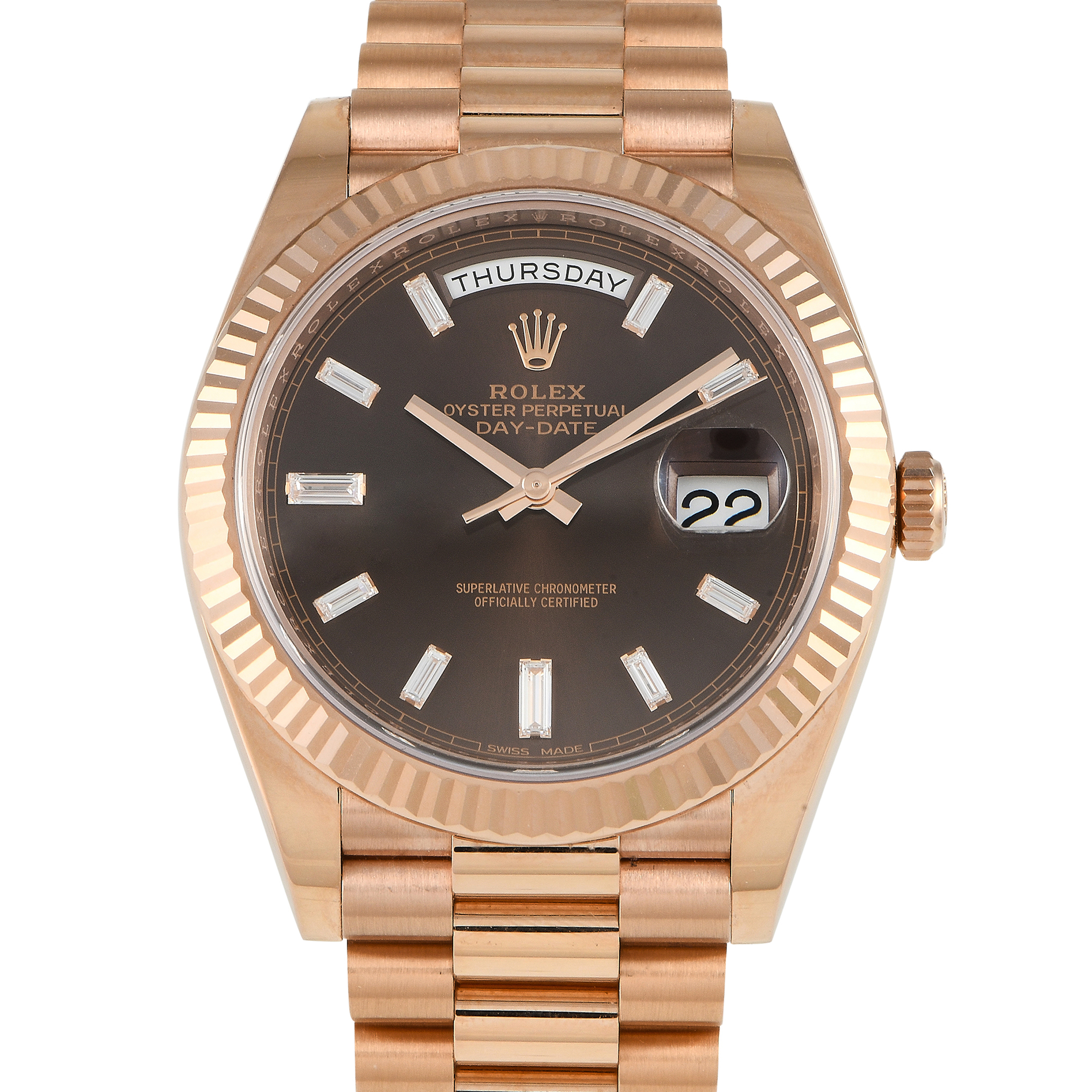 Rolex Day-Date 40 Chocolate Diamond Dial Watch 228235