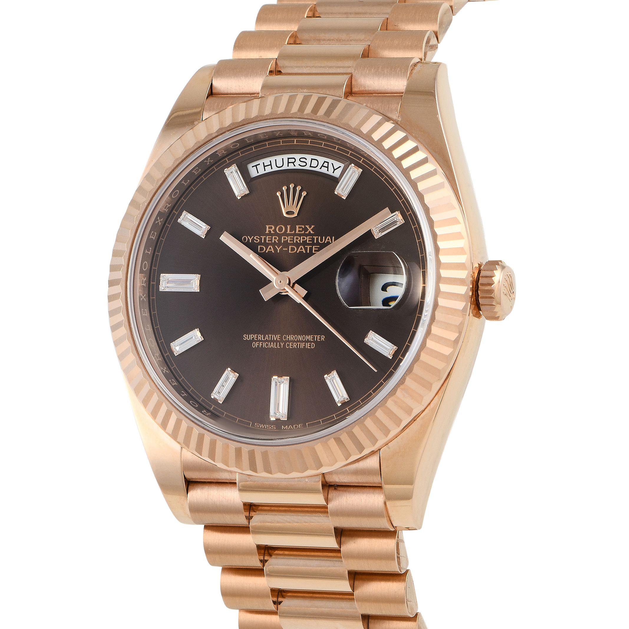 Rolex Day-Date 40 Chocolate Diamond Dial Watch 228235