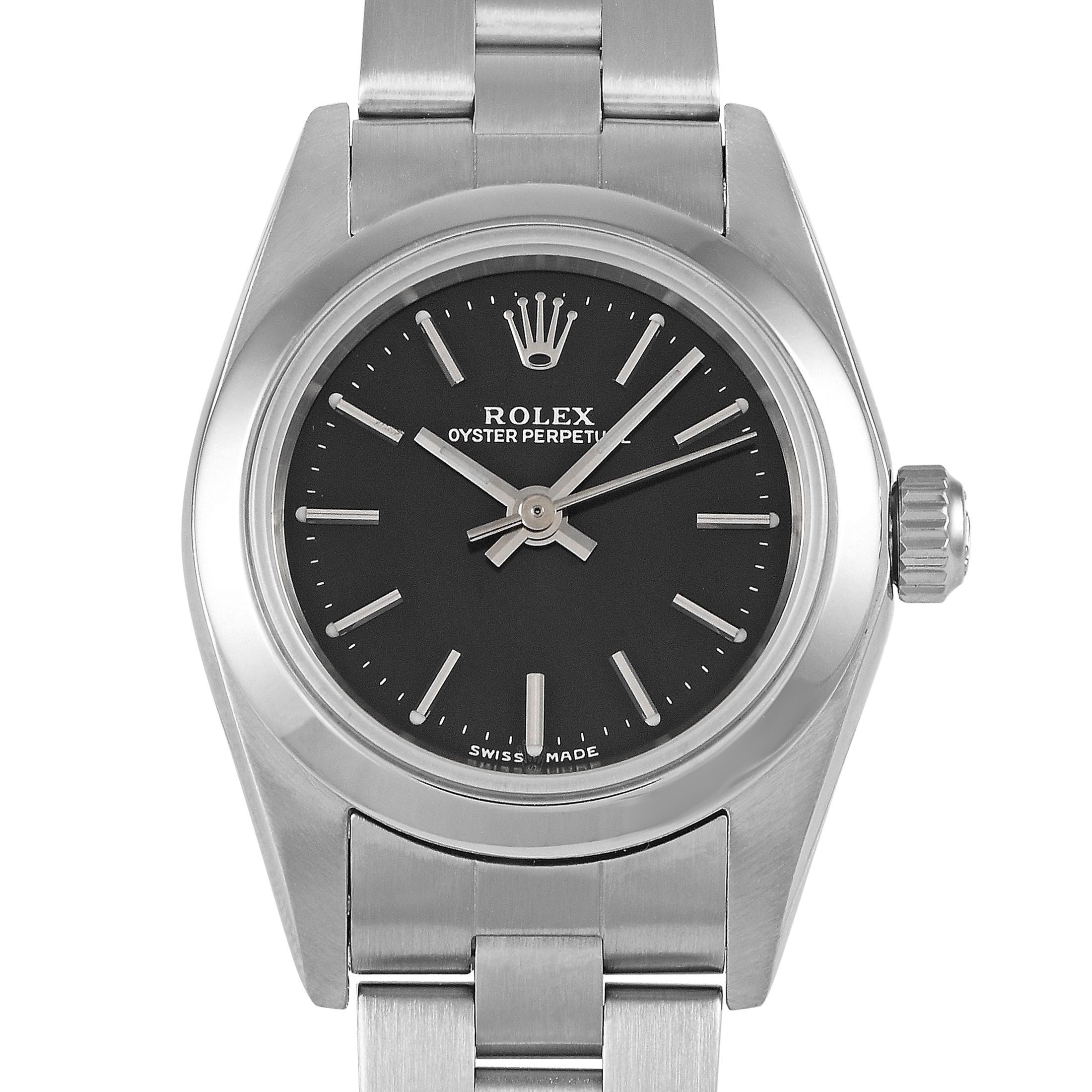 Rolex Oyster Perpetual Black Dial Ladies Watch 76080