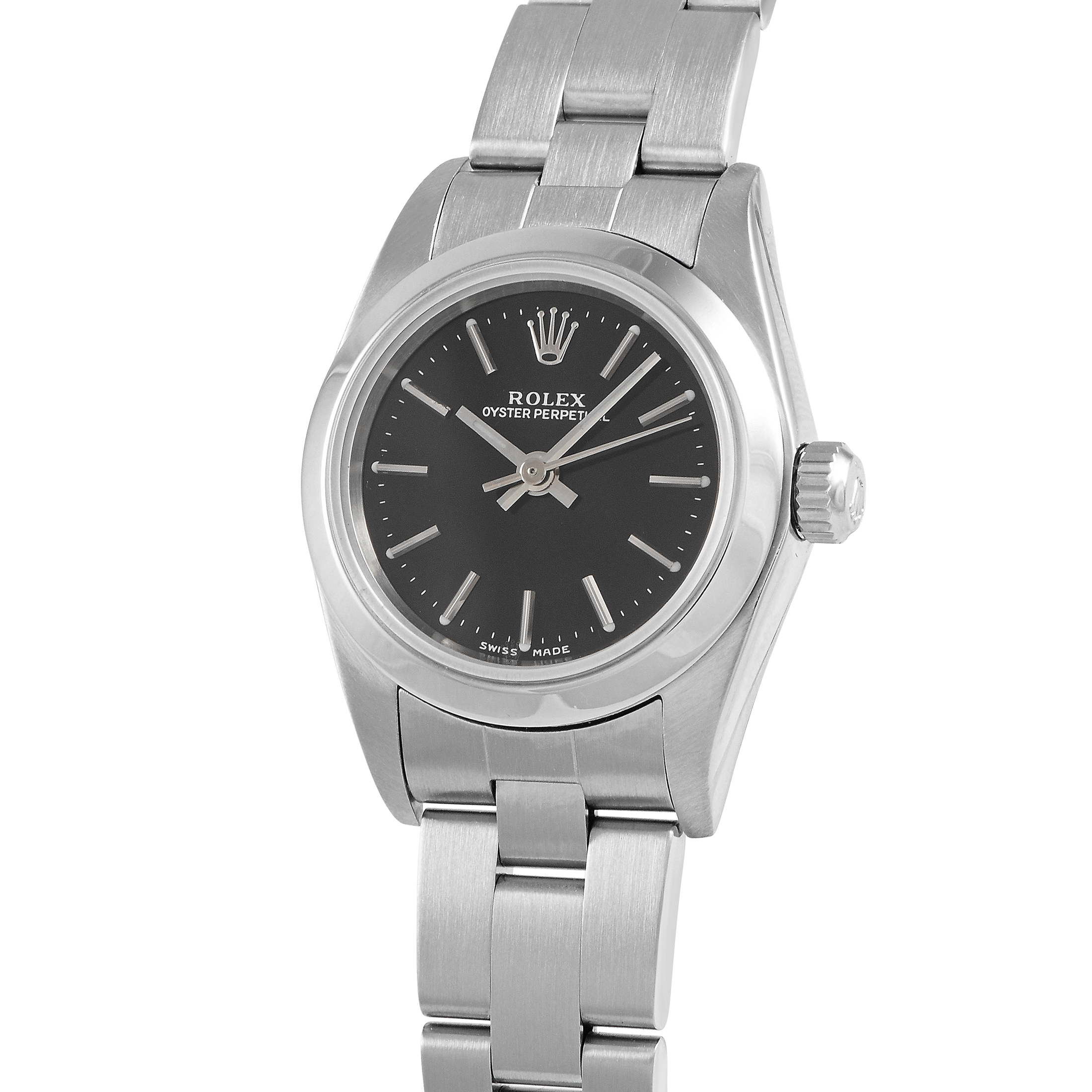 Rolex Oyster Perpetual Black Dial Ladies Watch 76080