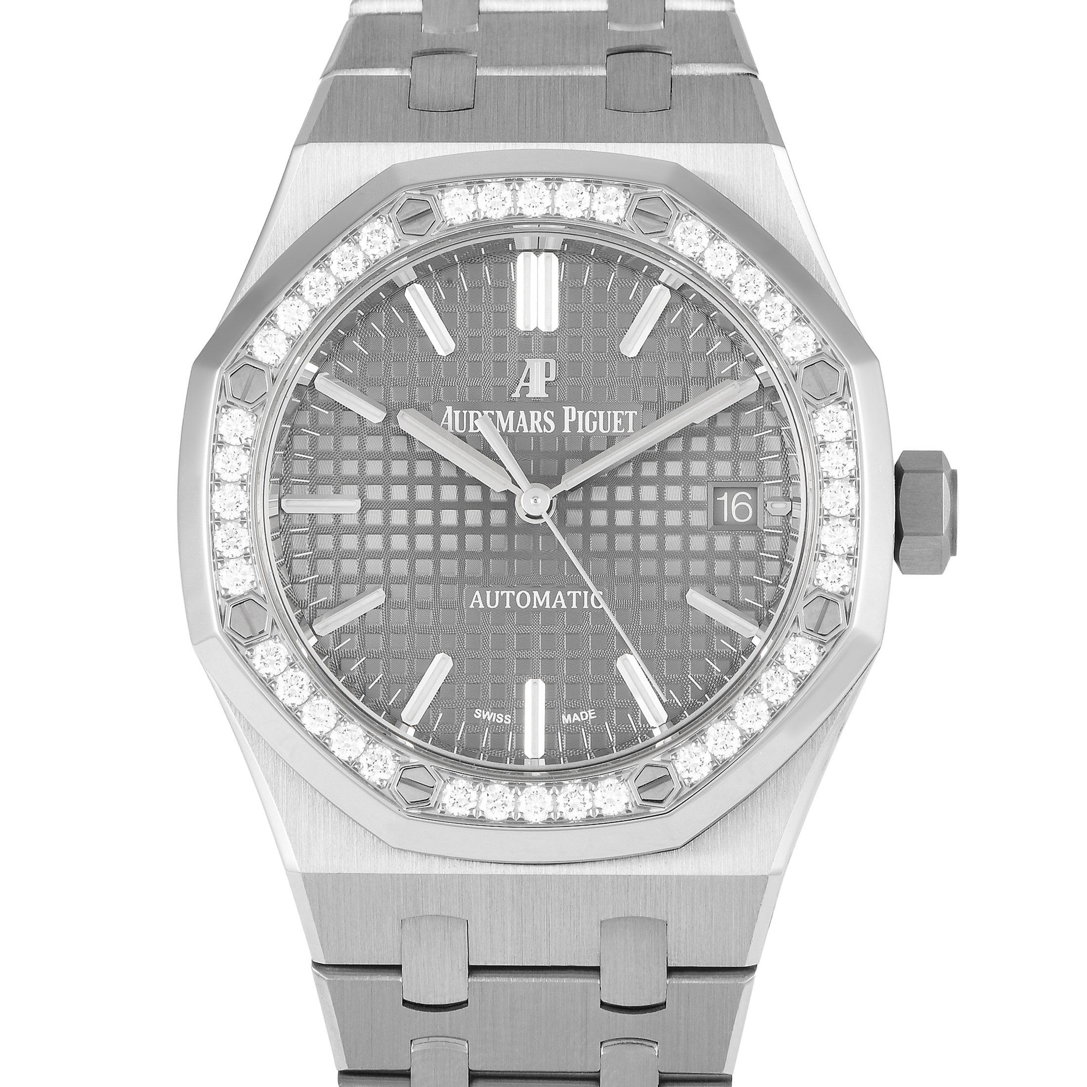 Audemars Piguet Royal Oak Diamond Bezel Gray Dial Automatic Watch 15451ST.ZZ.1256ST.02