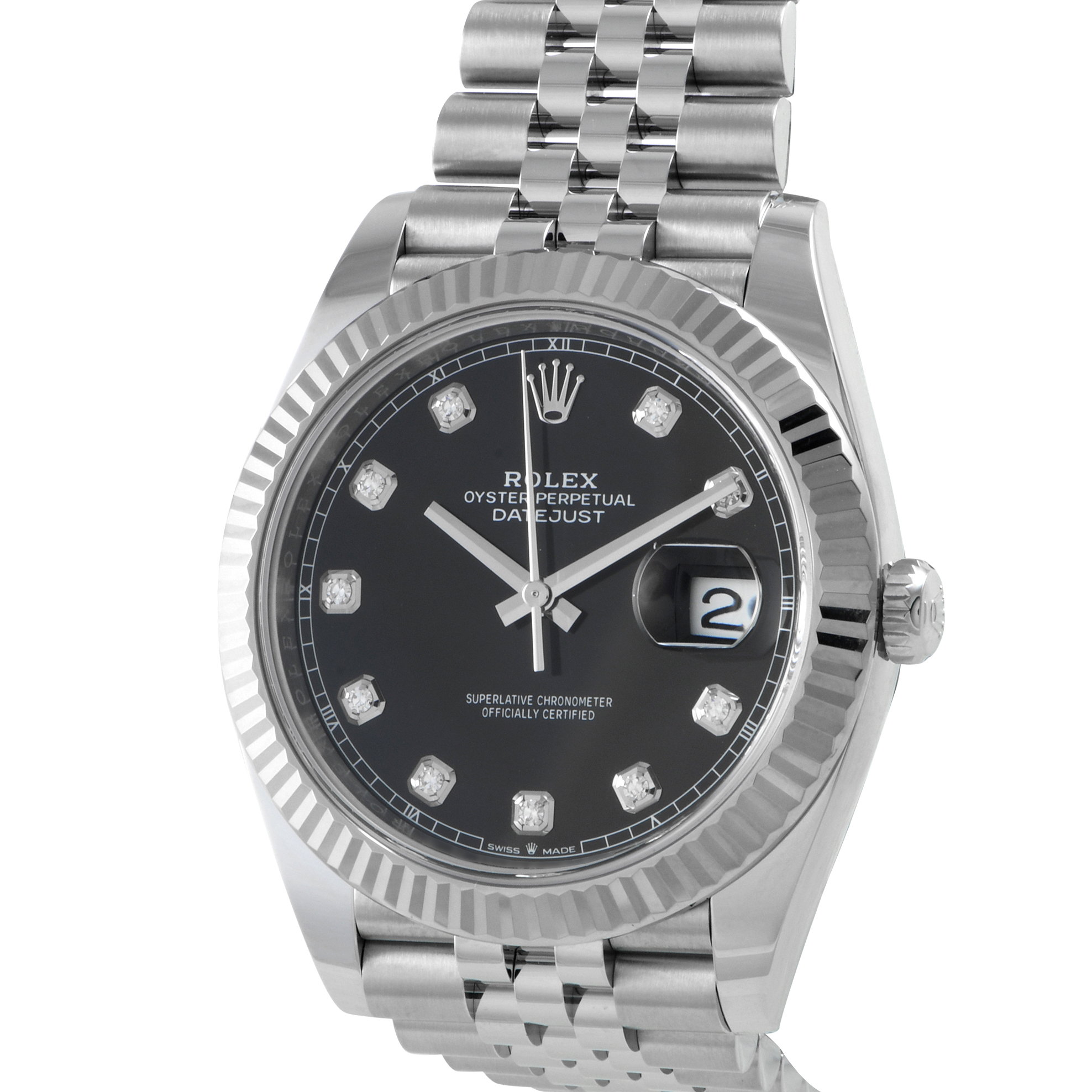 Rolex Datejust 41 Bright Black Diamond-Set Dial Watch 126334