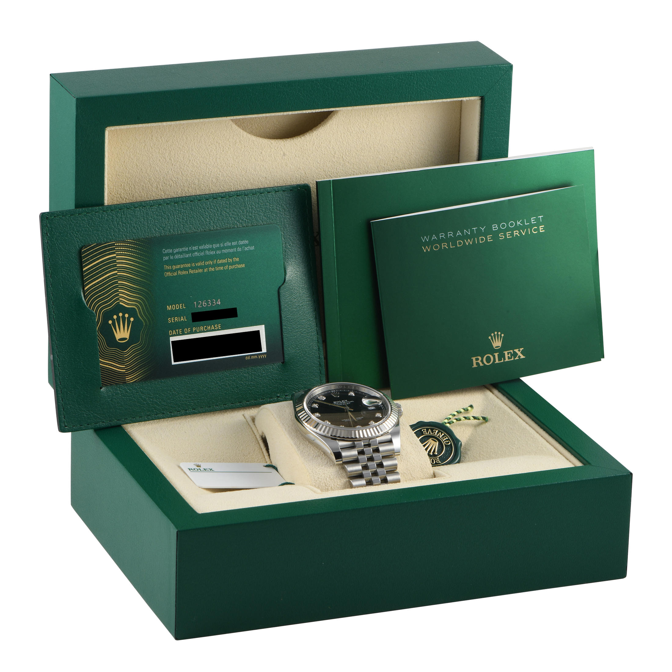 Rolex Datejust 41 Bright Black Diamond-Set Dial Watch 126334