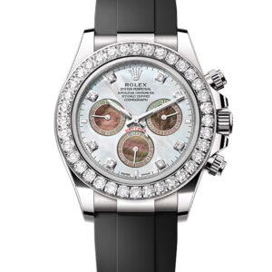 Rolex Daytona White And Black Mother-Of-Pearl Diamond Dial White Gold Oysterflex Watch 126589RBR