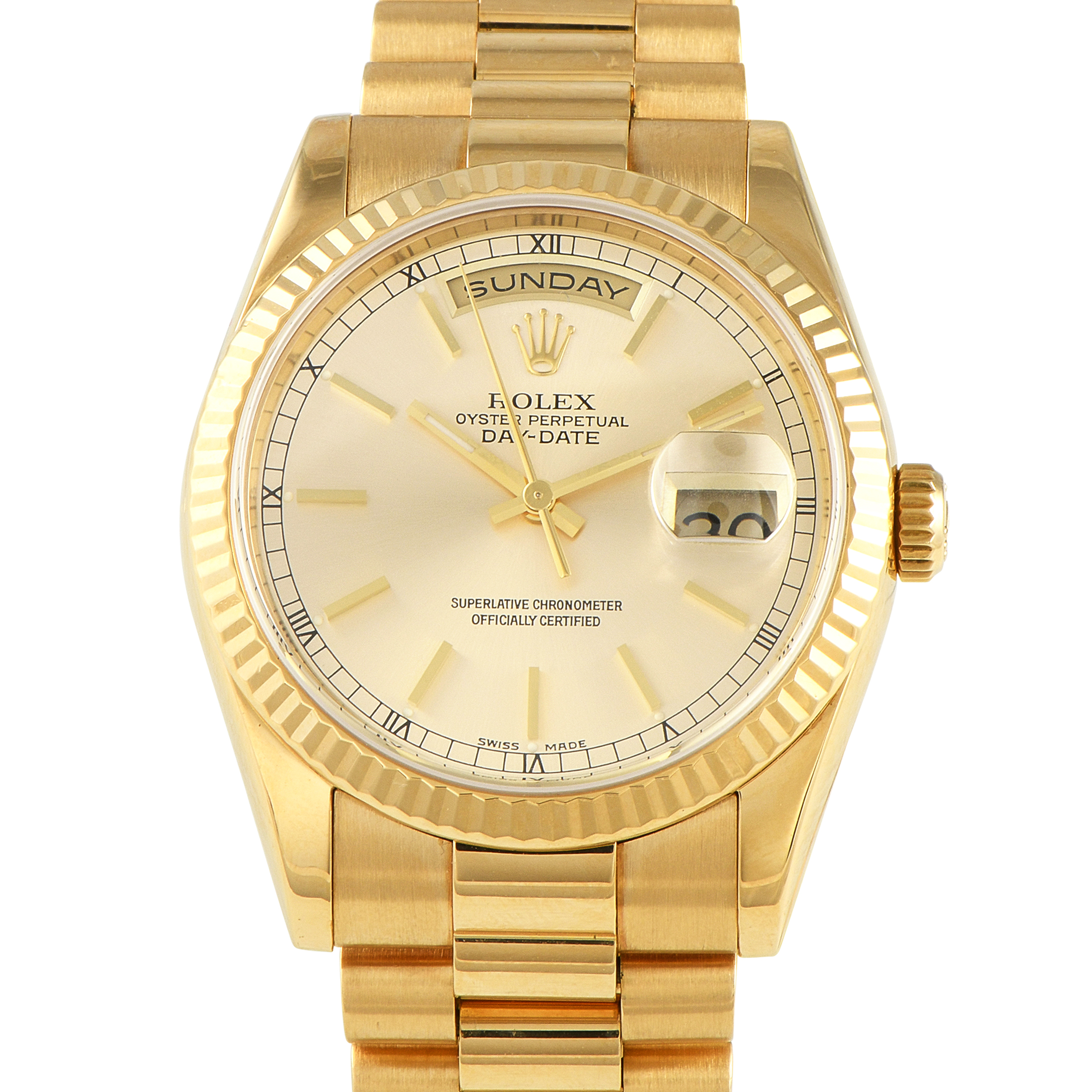 Rolex Day-Date Yellow Gold President Watch 118238