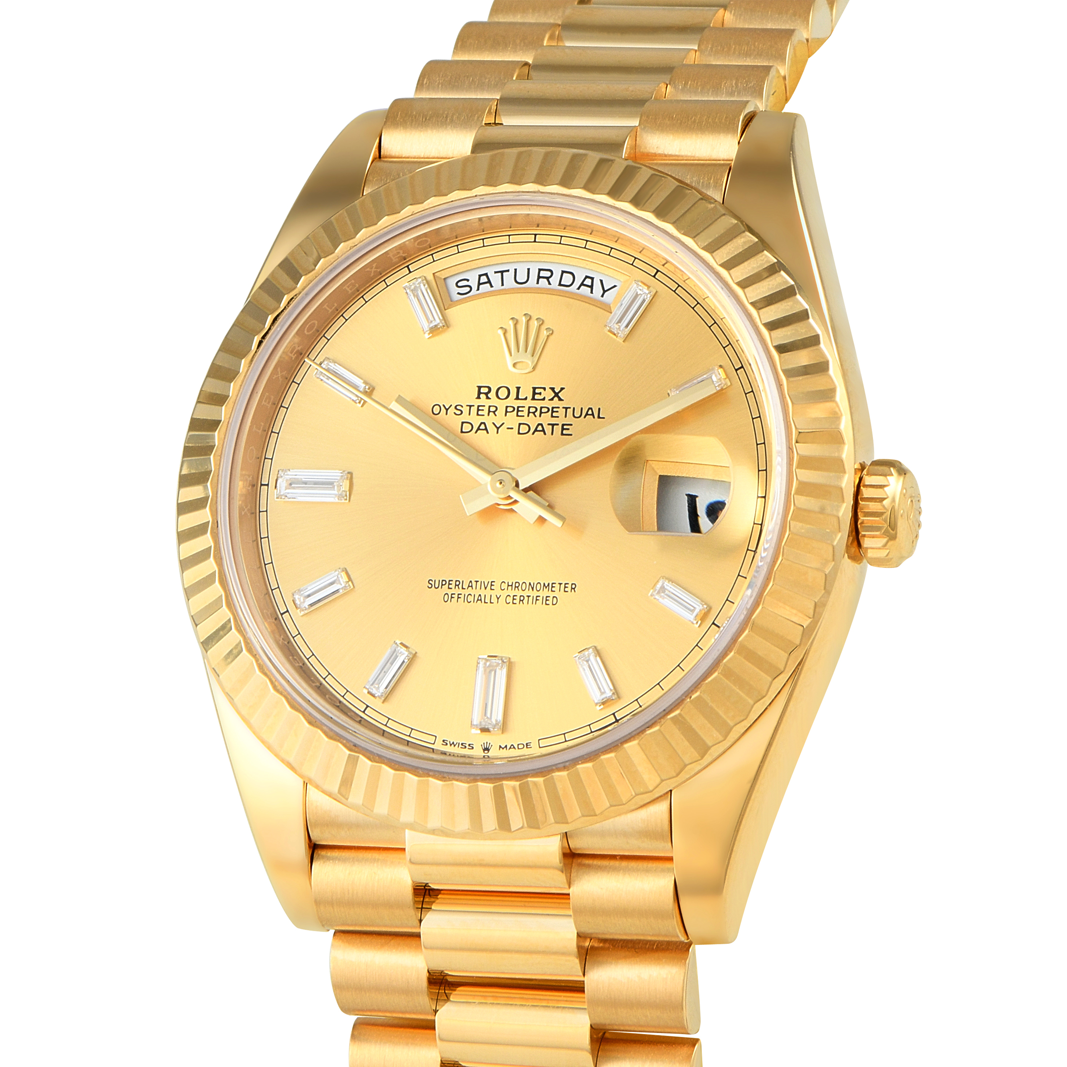 Rolex Day-Date 40 Champagne Diamond Dial Yellow Gold President Watch 228238