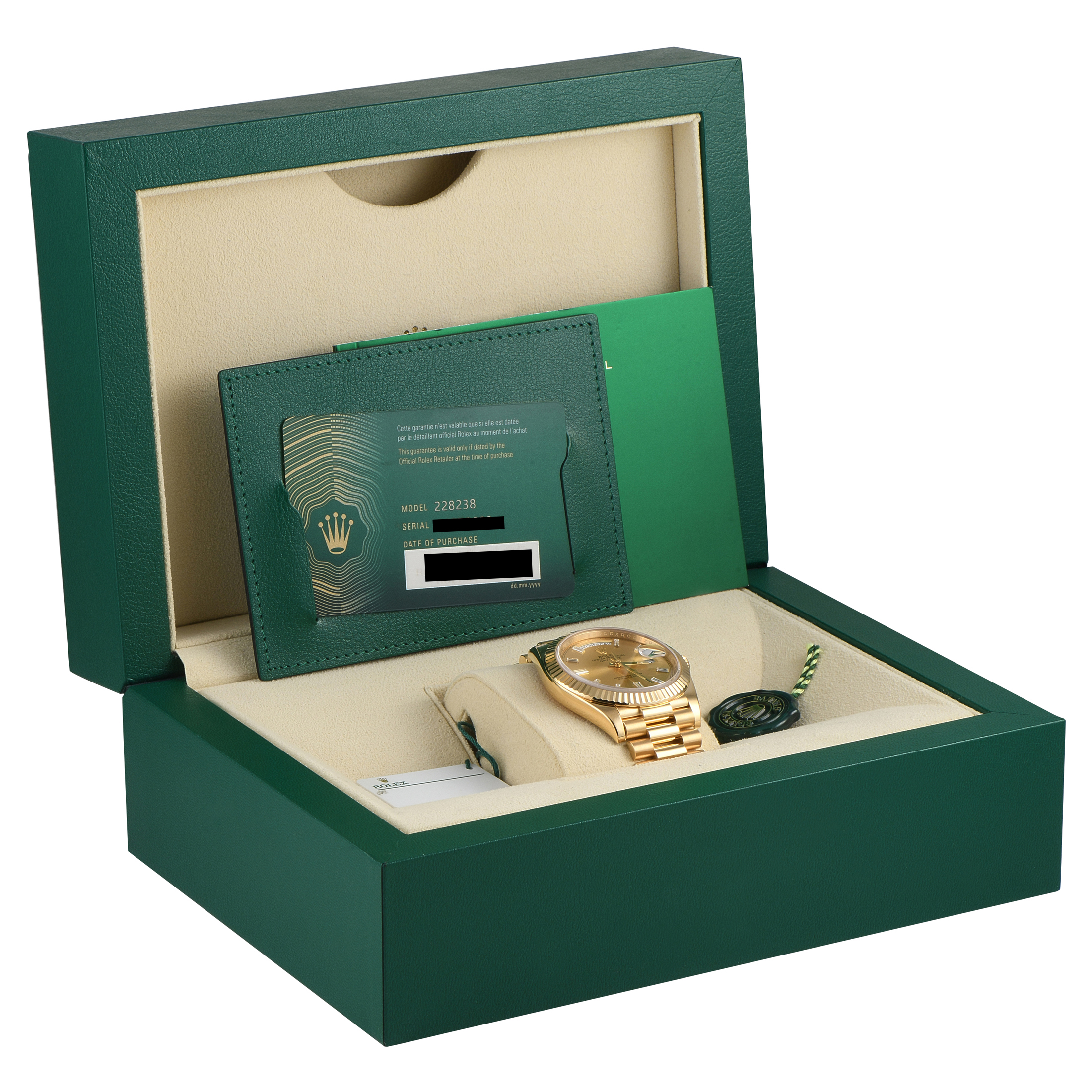 Rolex Day-Date 40 Champagne Diamond Dial Yellow Gold President Watch 228238