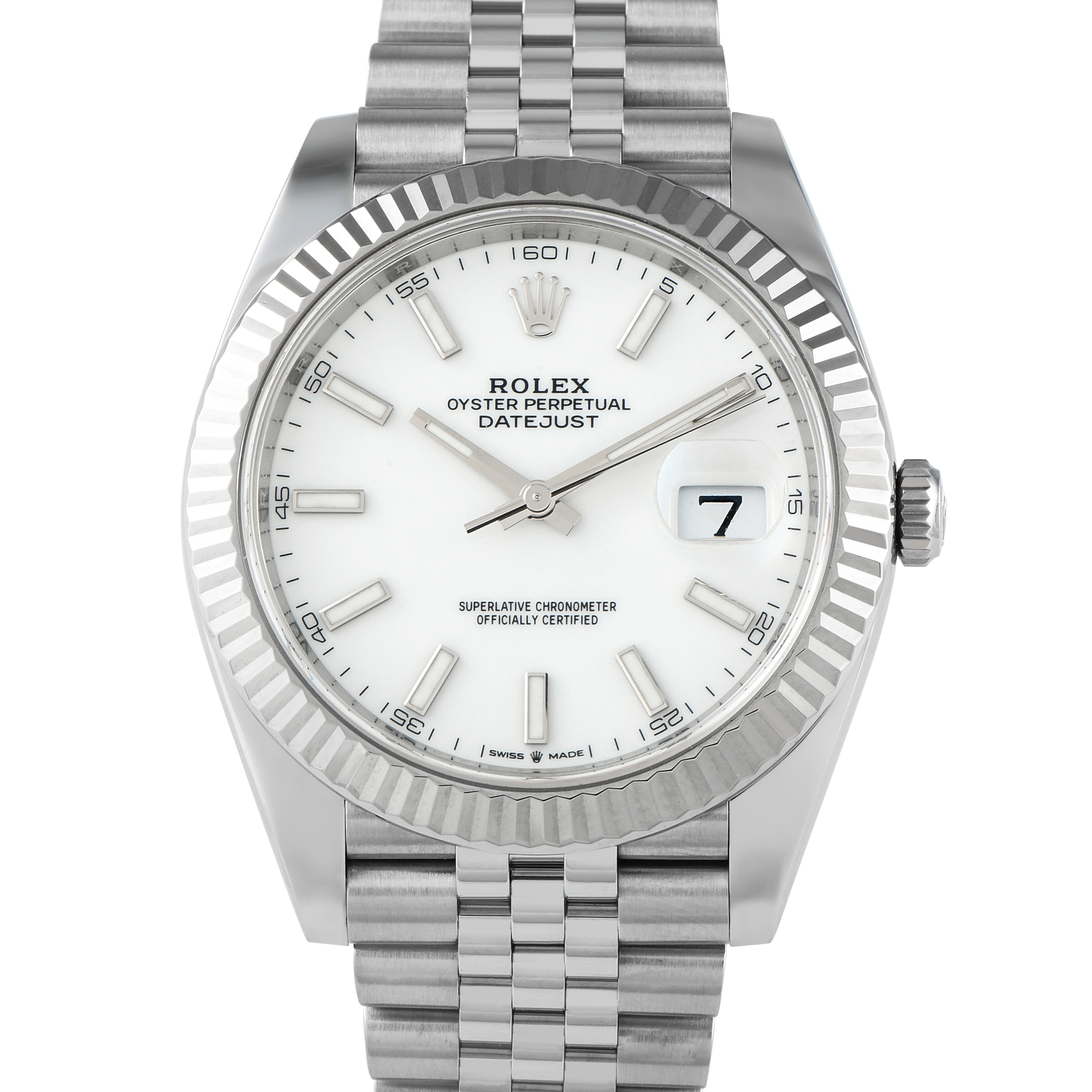 Rolex Datejust 41 White Dial Steel Jubilee Watch 126334