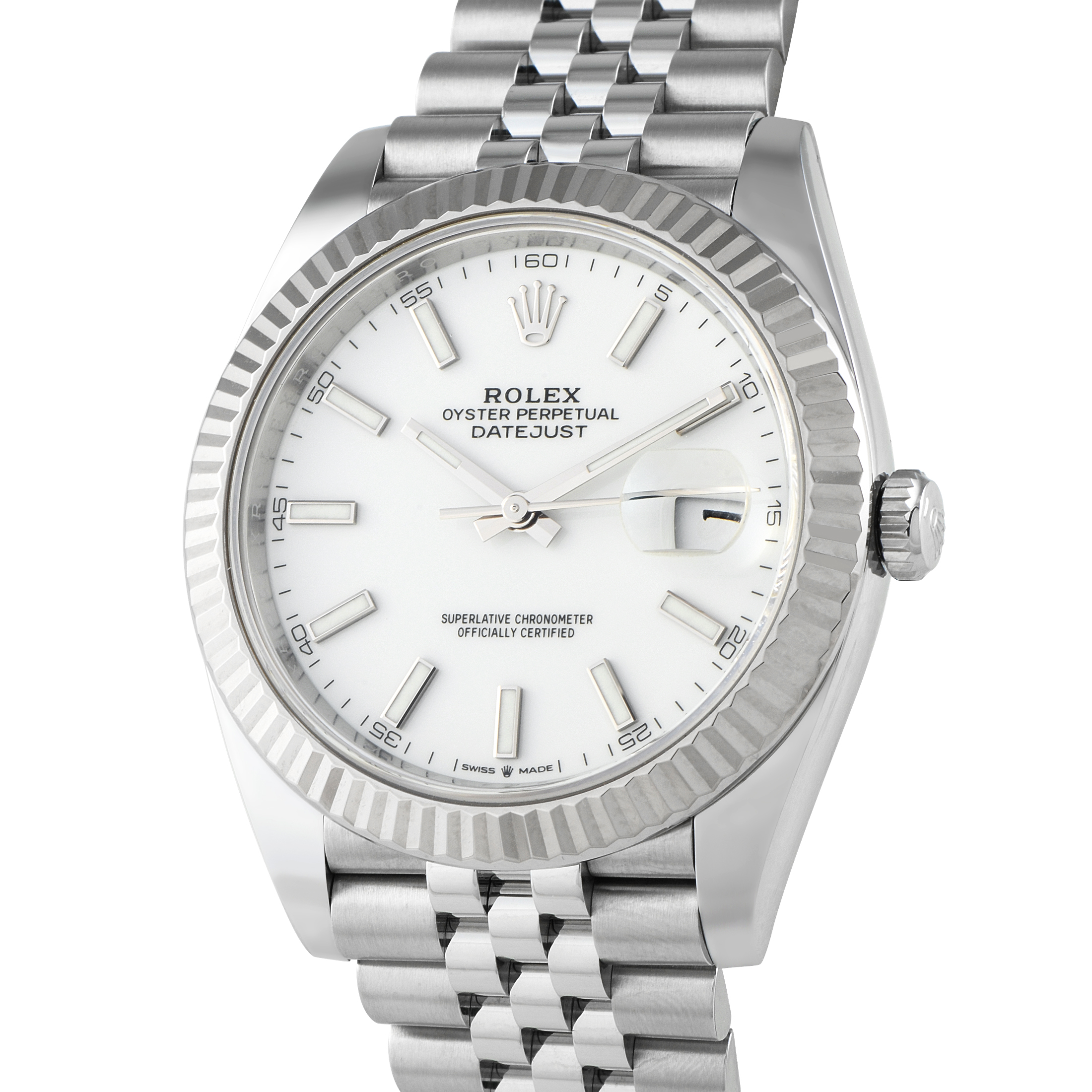 Rolex Datejust 41 White Dial Steel Jubilee Watch 126334