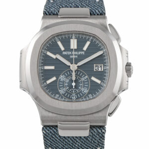 Patek Philippe Nautilus Flyback Chronograph Denim White Gold Watch 5980/60G-001