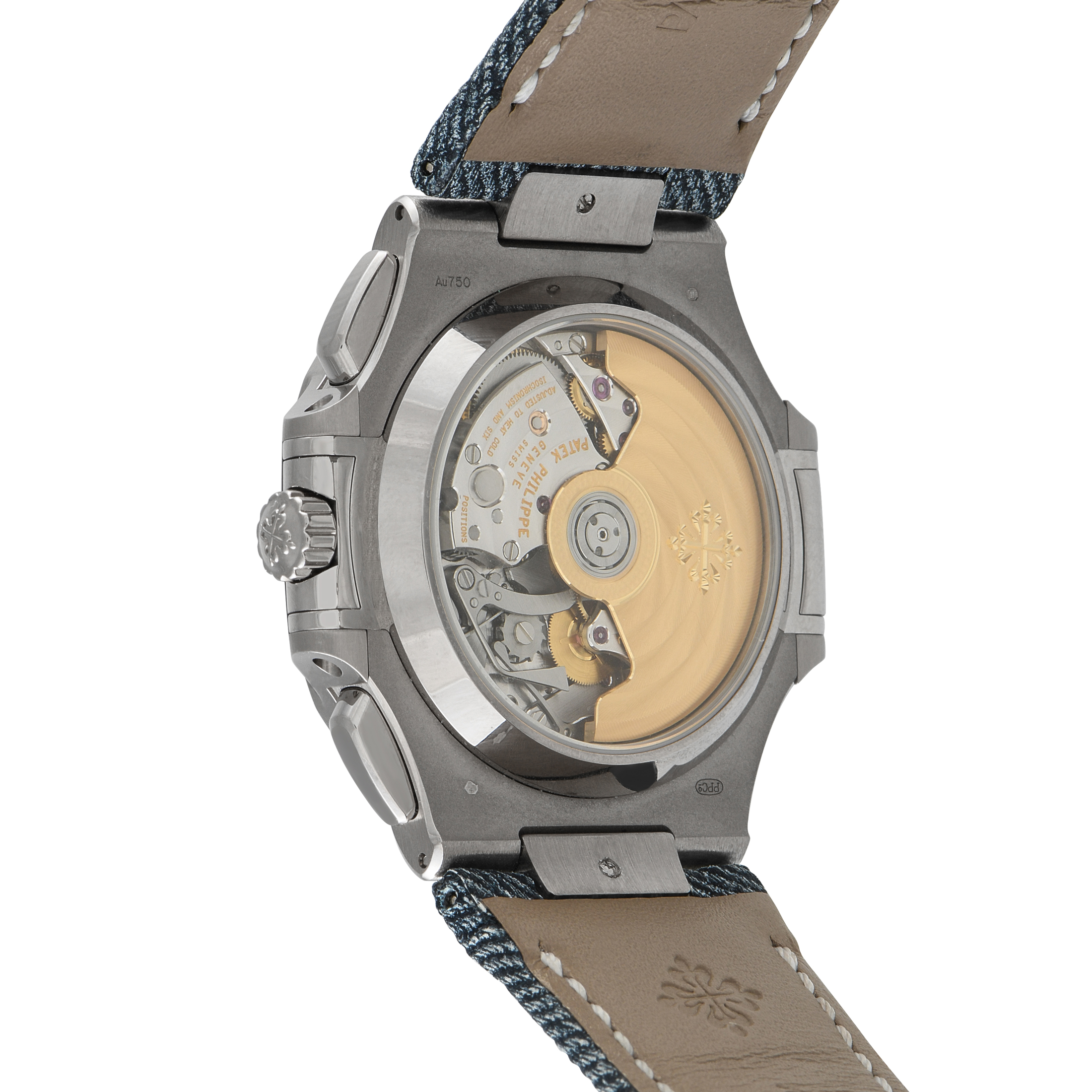 Patek Philippe Nautilus Flyback Chronograph Denim White Gold Watch 5980/60G-001