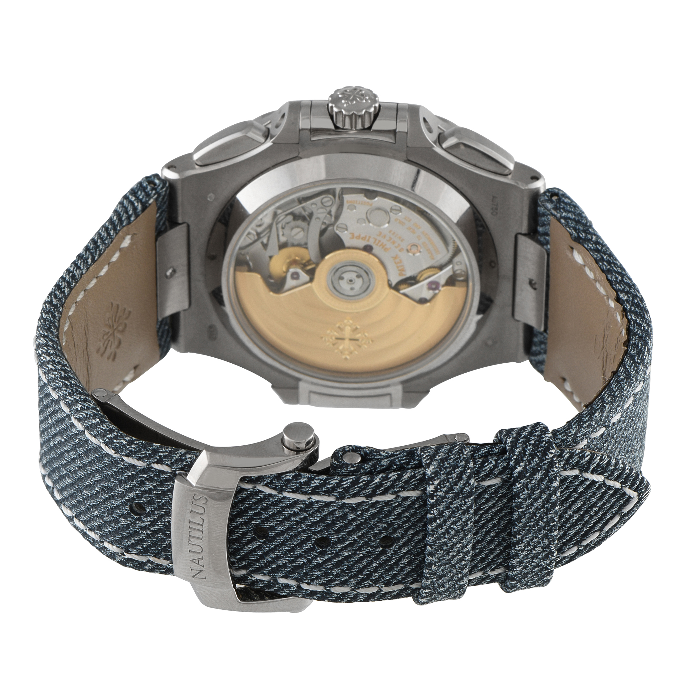 Patek Philippe Nautilus Flyback Chronograph Denim White Gold Watch 5980/60G-001
