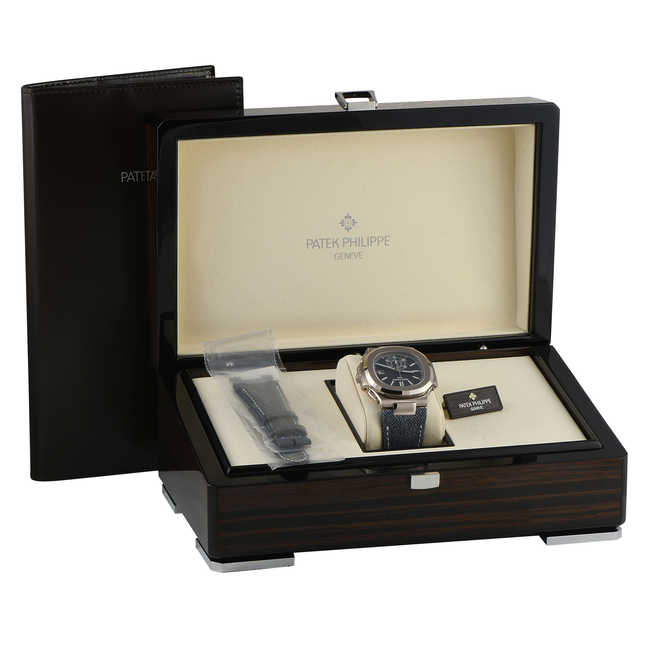 Patek Philippe Nautilus Flyback Chronograph Denim White Gold Watch 5980/60G-001