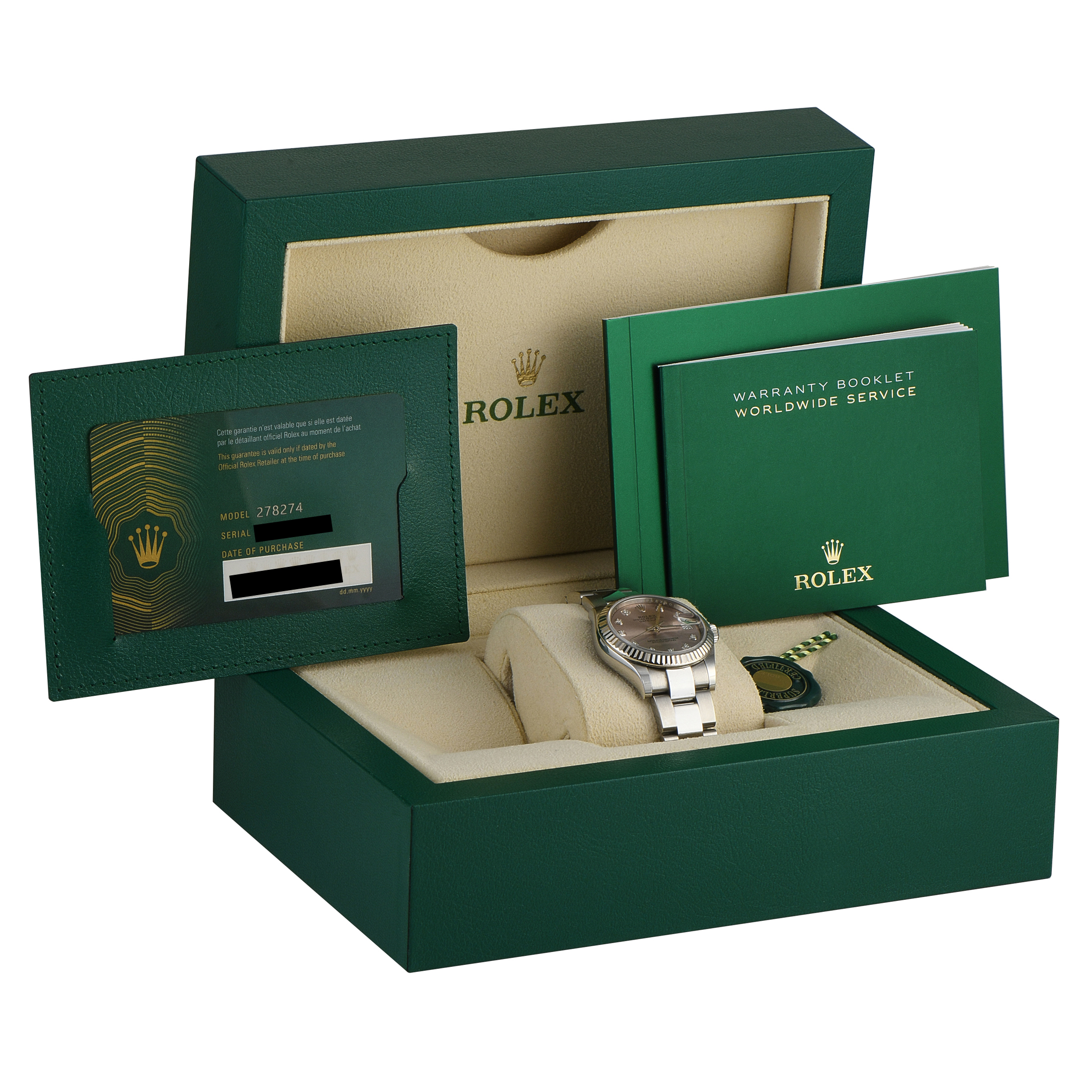 Rolex Datejust 31 Diamond-Set Pink Dial Oystersteel and White Gold Oyster Watch M278274