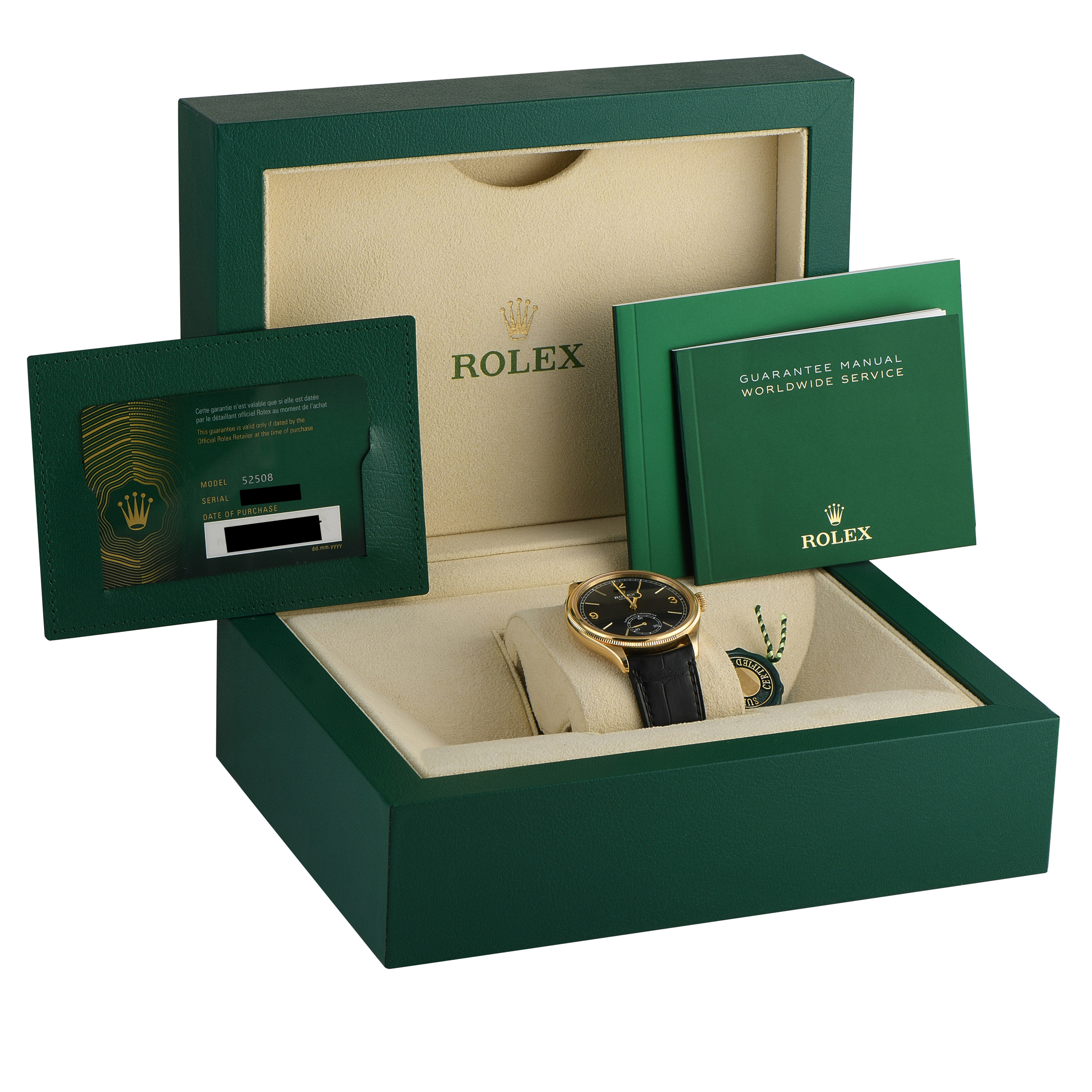 Rolex 1908 Black Dial Yellow Gold Watch 52508 - 39 mm - Black - 2025 -