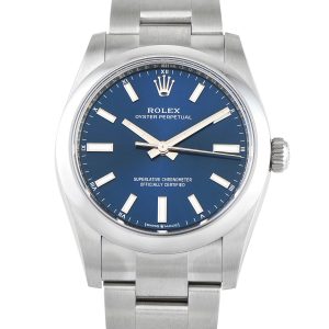 Rolex Oyster Perpetual 34 Blue Dial Steel Watch 124200