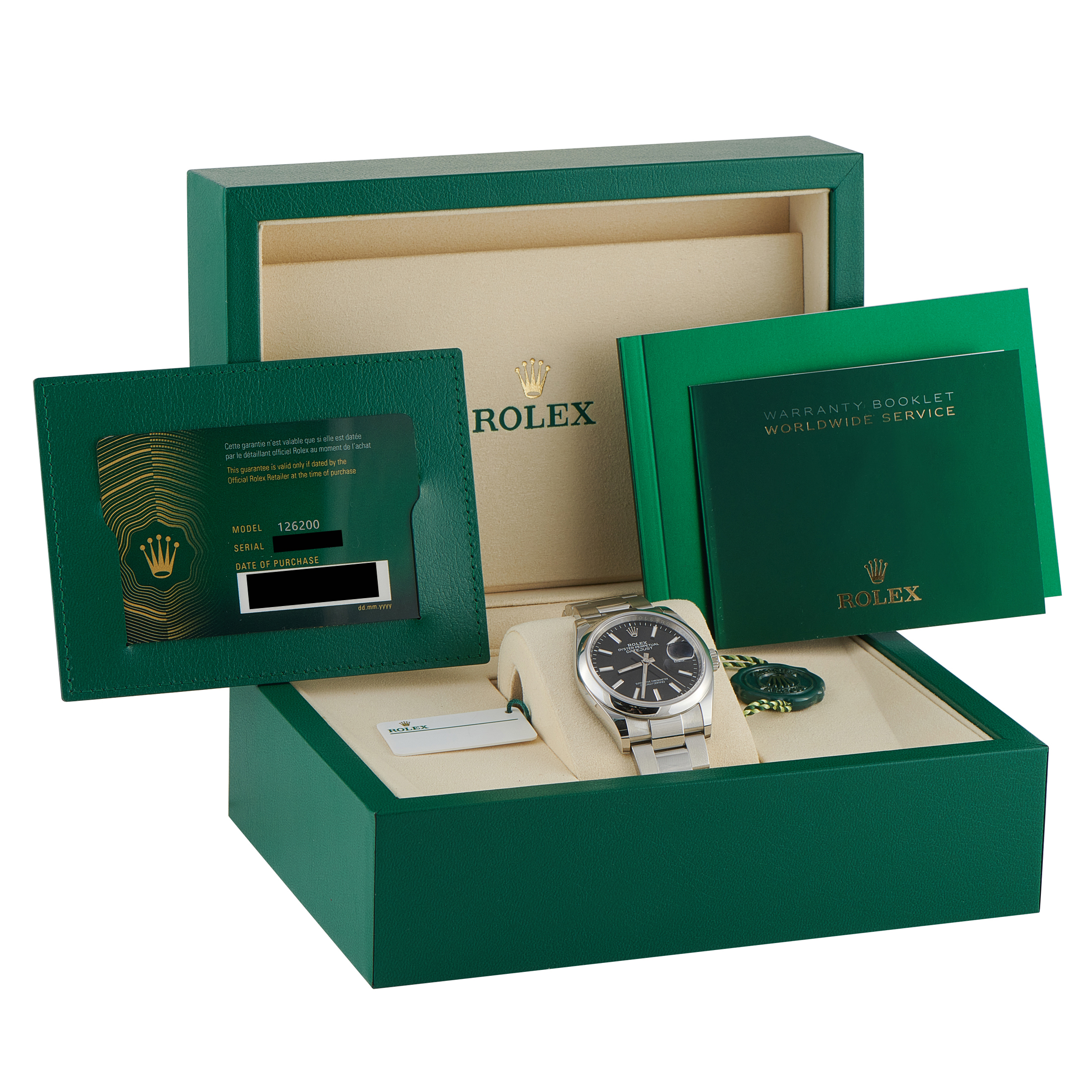 Rolex Datejust 36 Black Dial Steel Oyster Watch 126200 - 36 mm