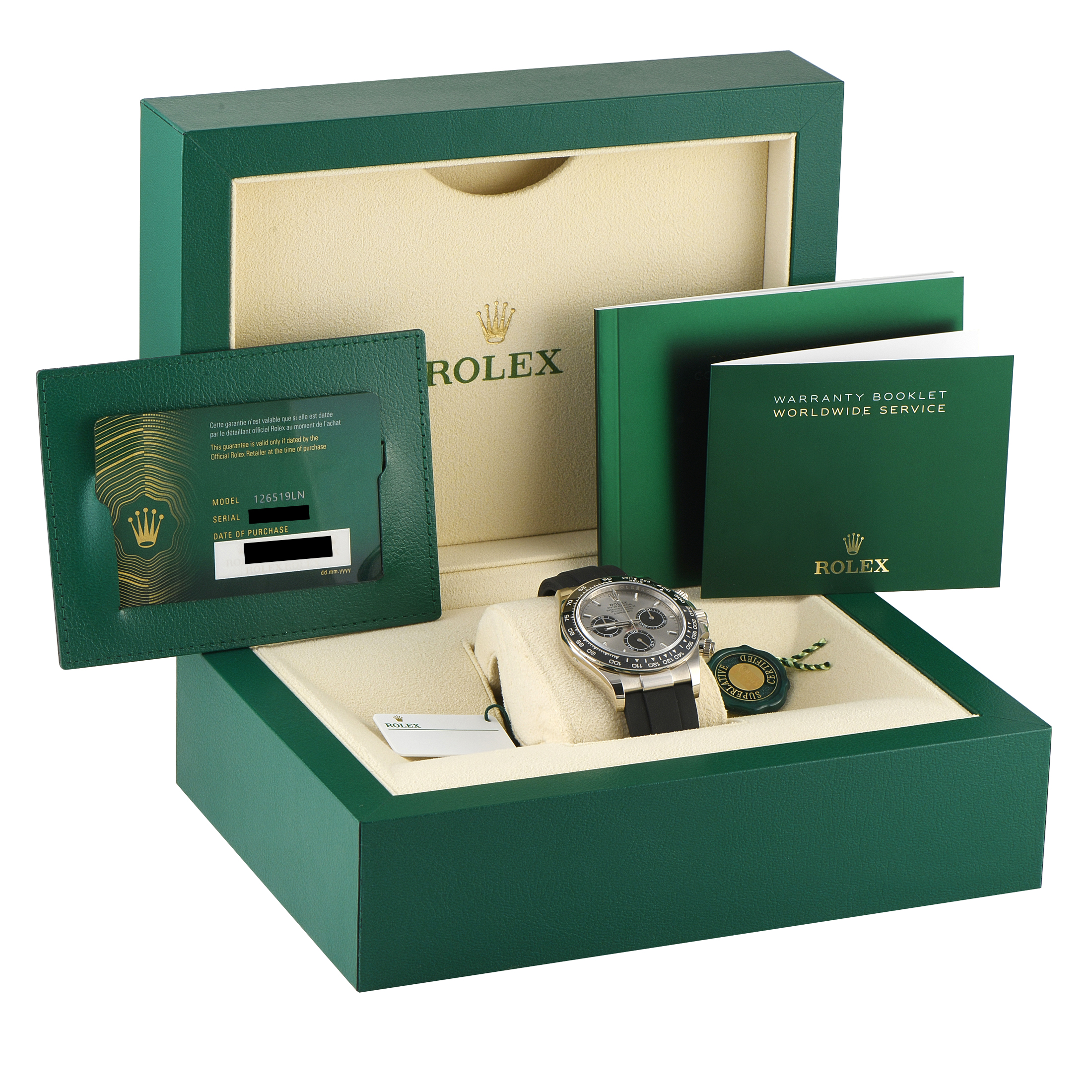 Rolex Daytona Steel and Black Dial White Gold Oysterflex Watch 126519LN