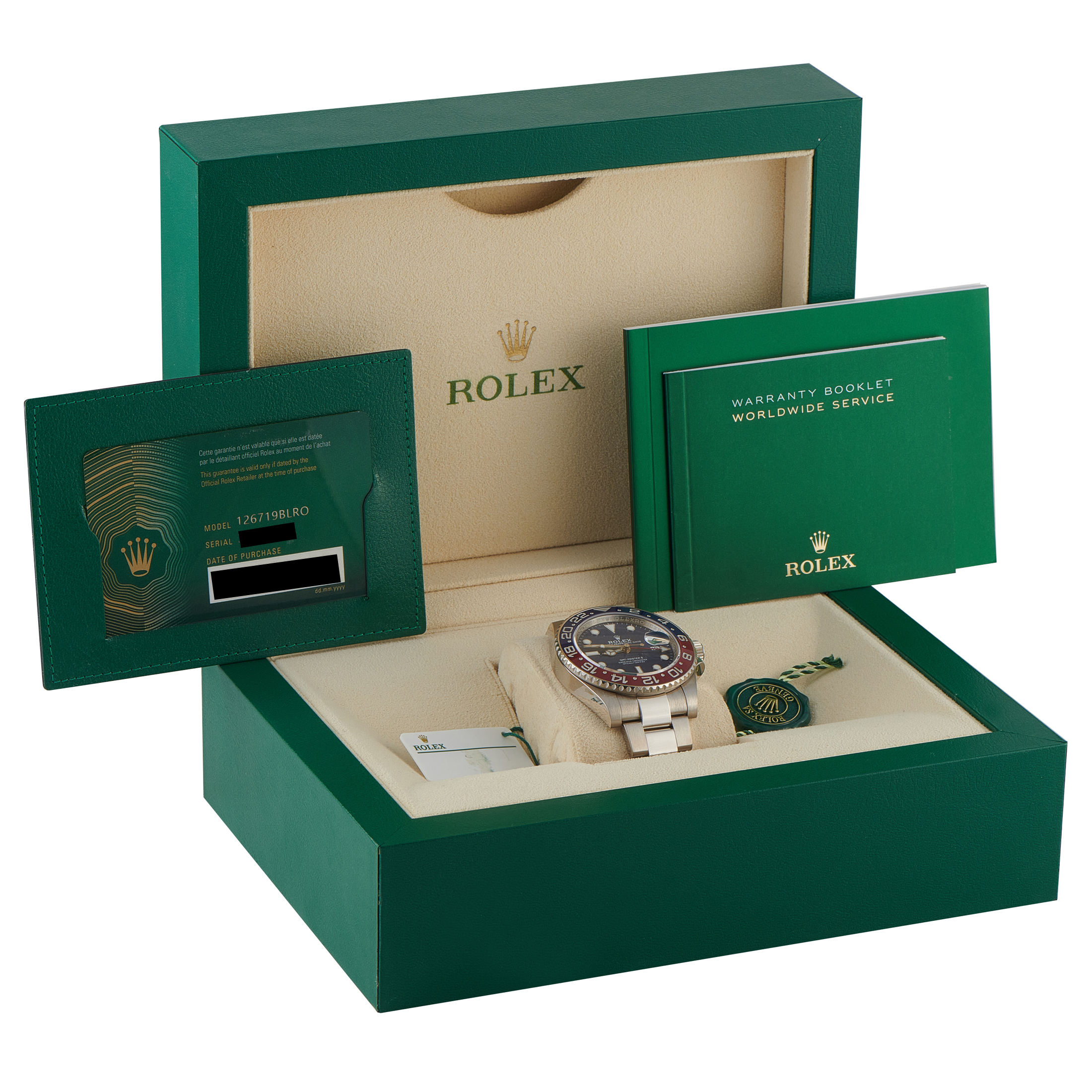 Rolex GMT-Master II Midnight Blue Dial White Gold Oyster Watch 126719BLRO