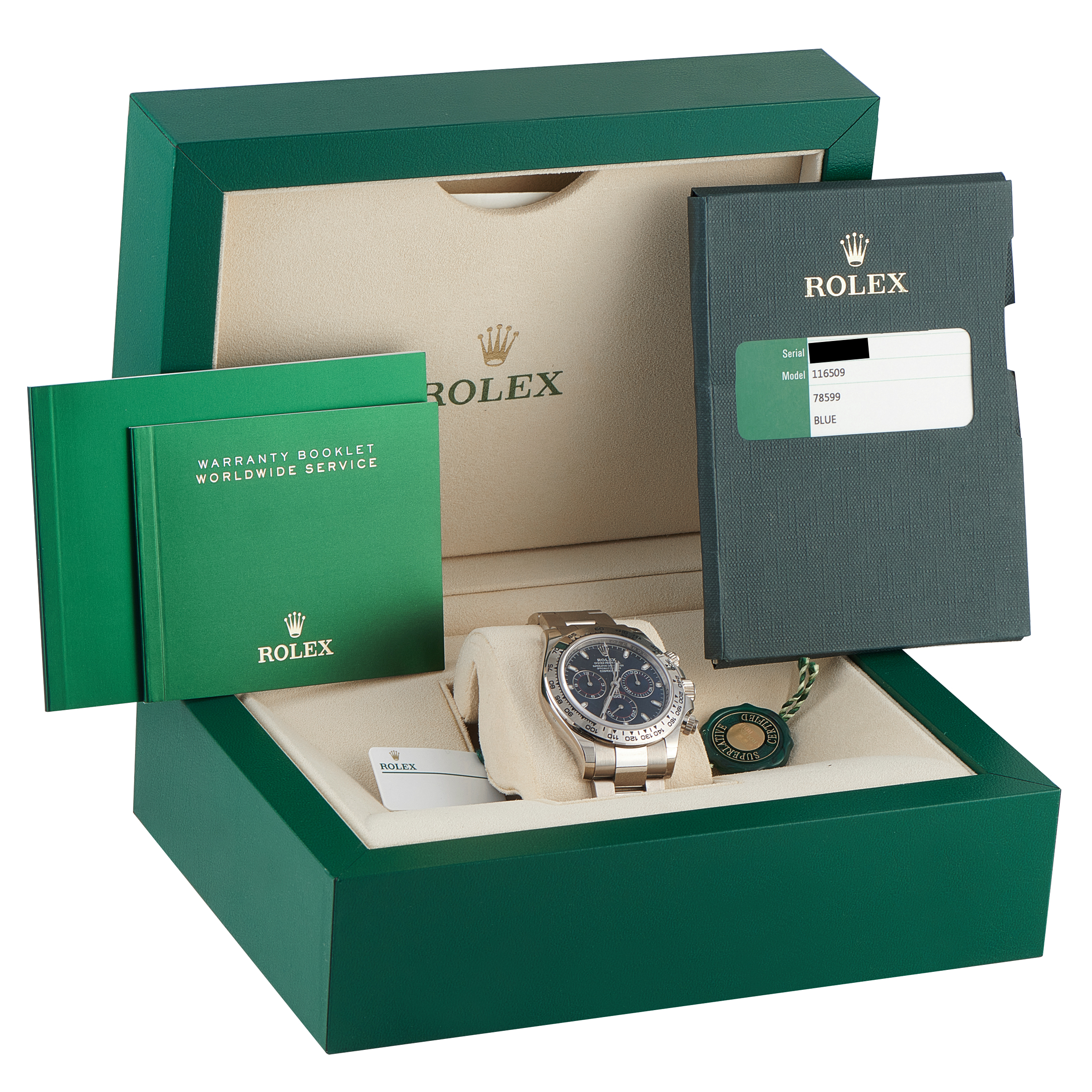 Rolex Daytona Blue Dial White Gold Watch 116509