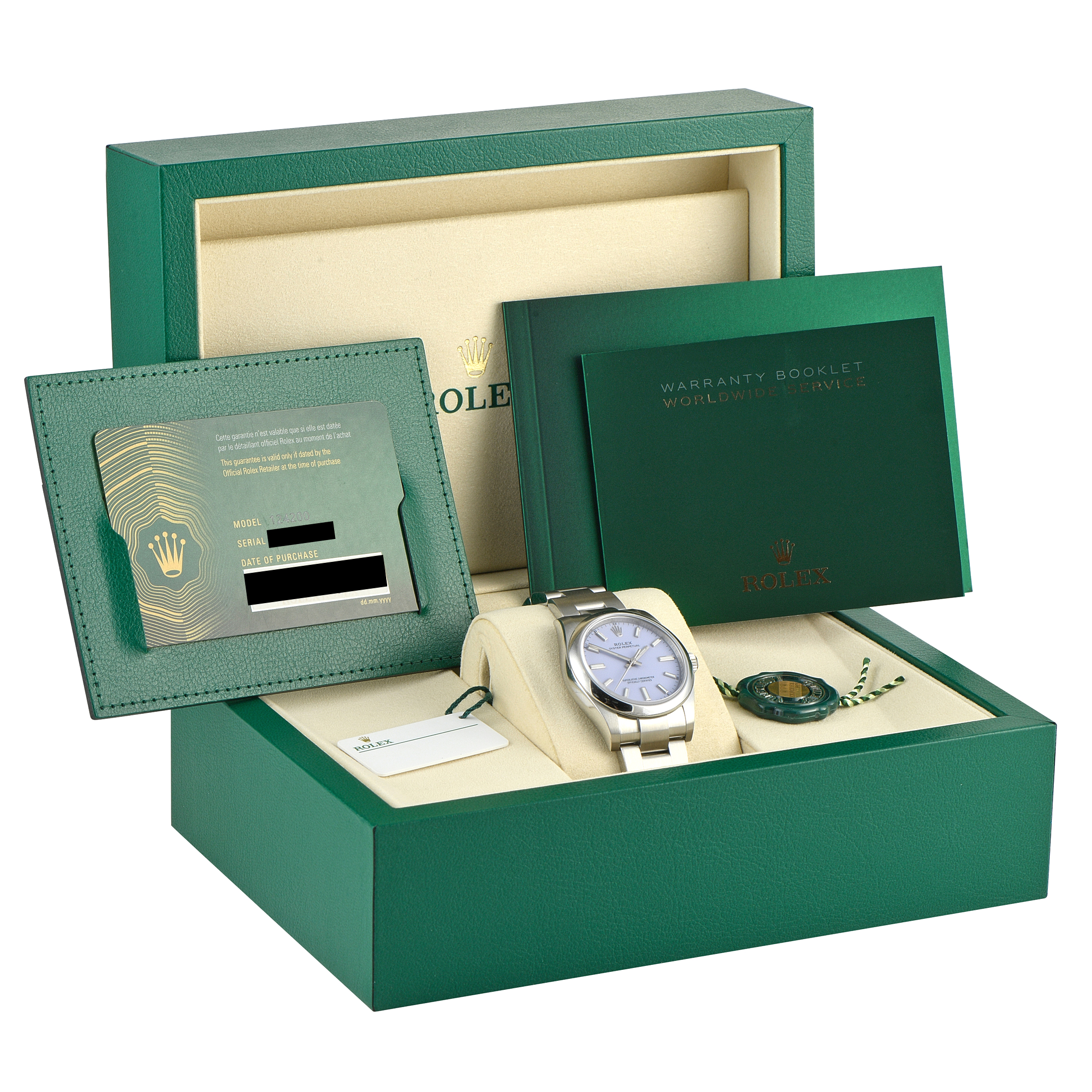 Rolex Oyster Perpetual 34 Lavender Dial Steel Watch 124200