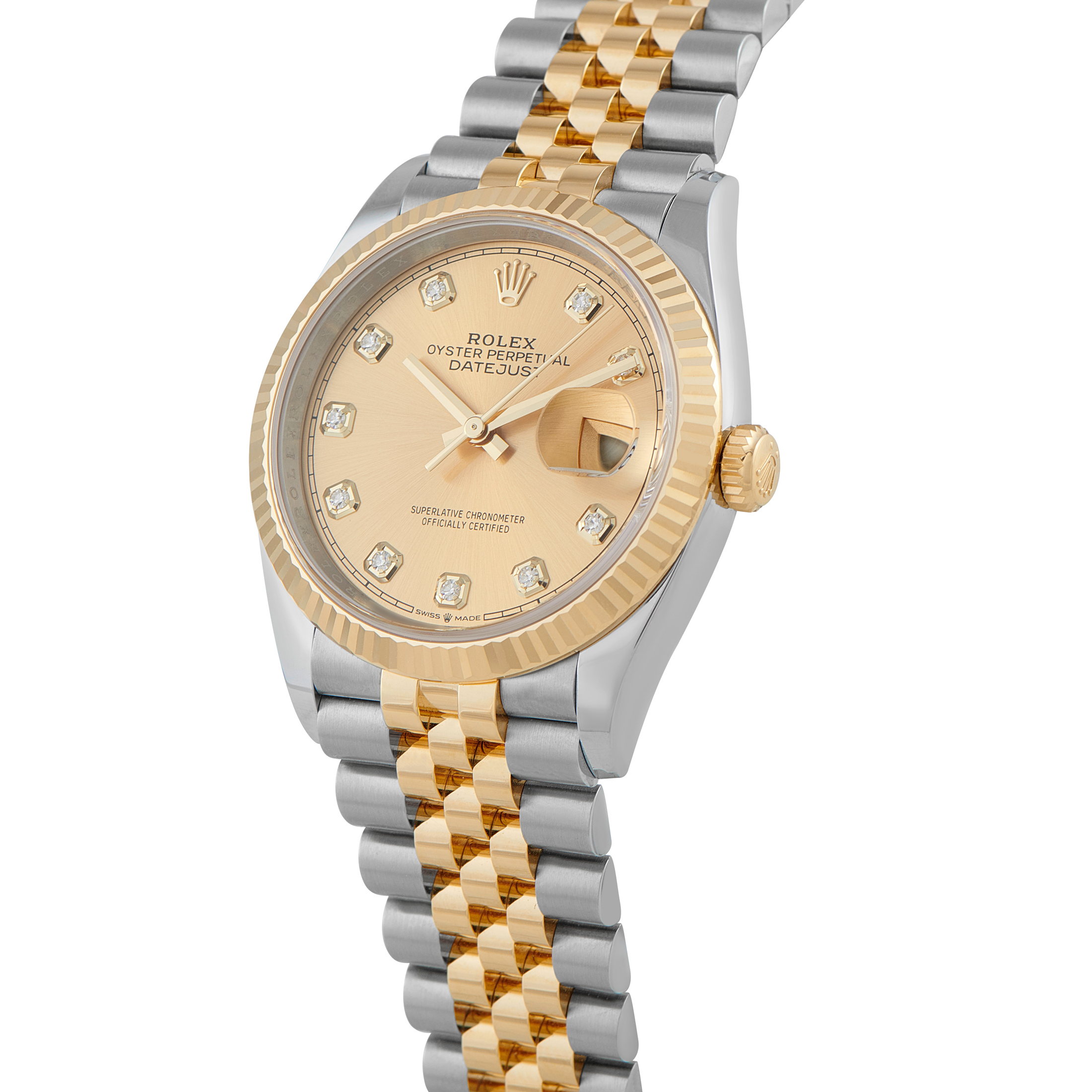 Rolex Datejust 36 Champagne Diamond Dial Two-Tone Jubilee Watch 126233