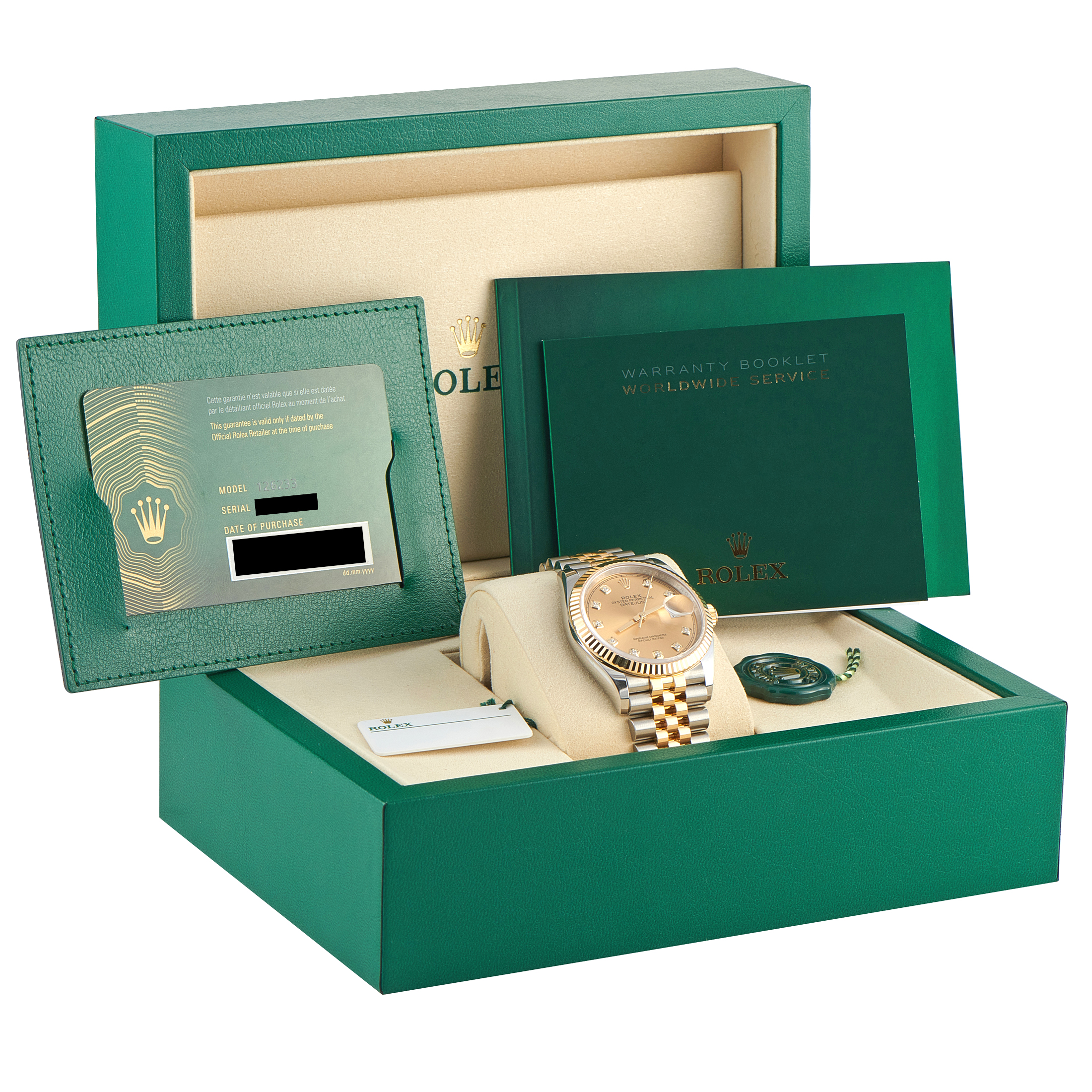 Rolex Datejust 36 Champagne Diamond Dial Two-Tone Jubilee Watch 126233