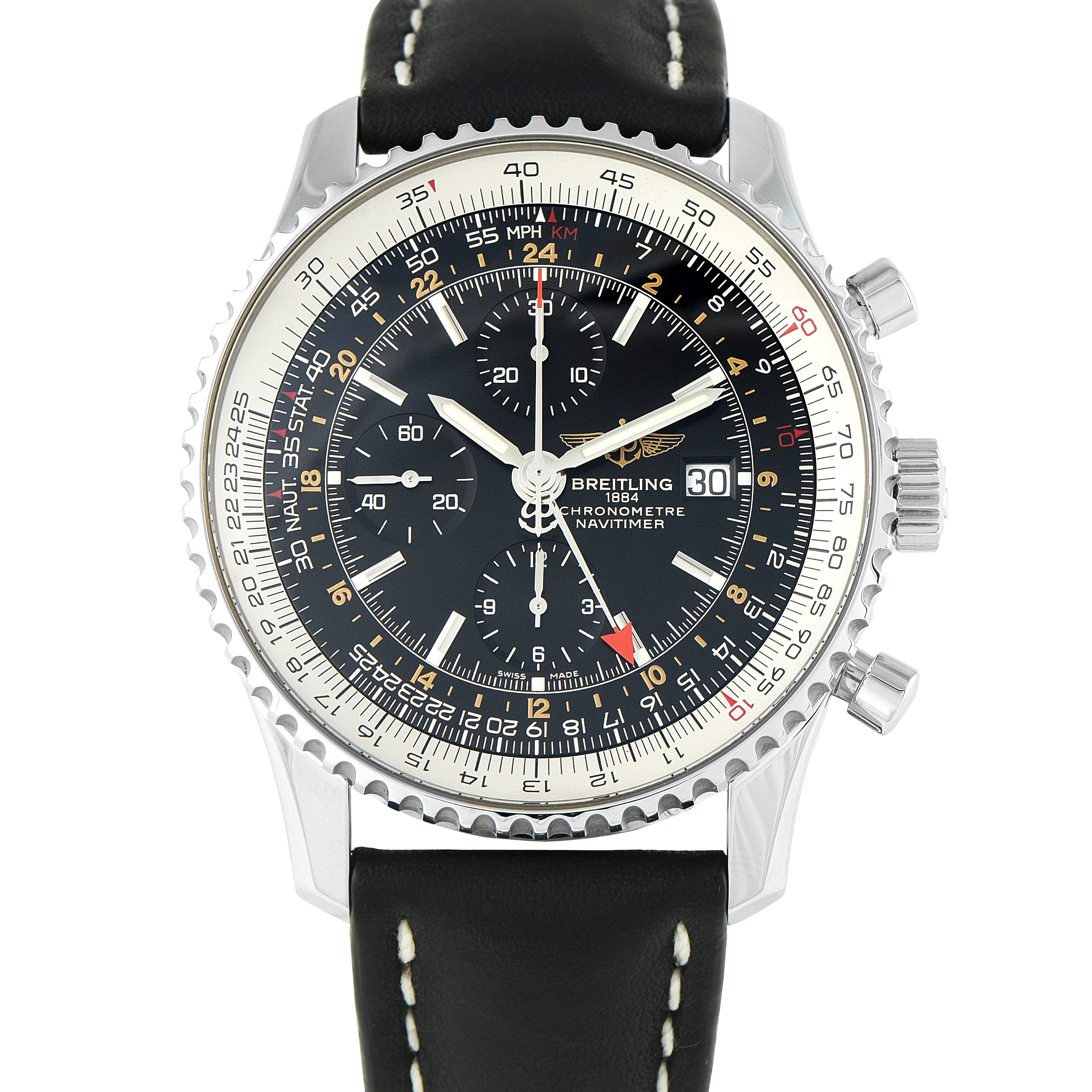 Breitling Navitimer World Chronograph GMT Steel Watch A2432212/B726