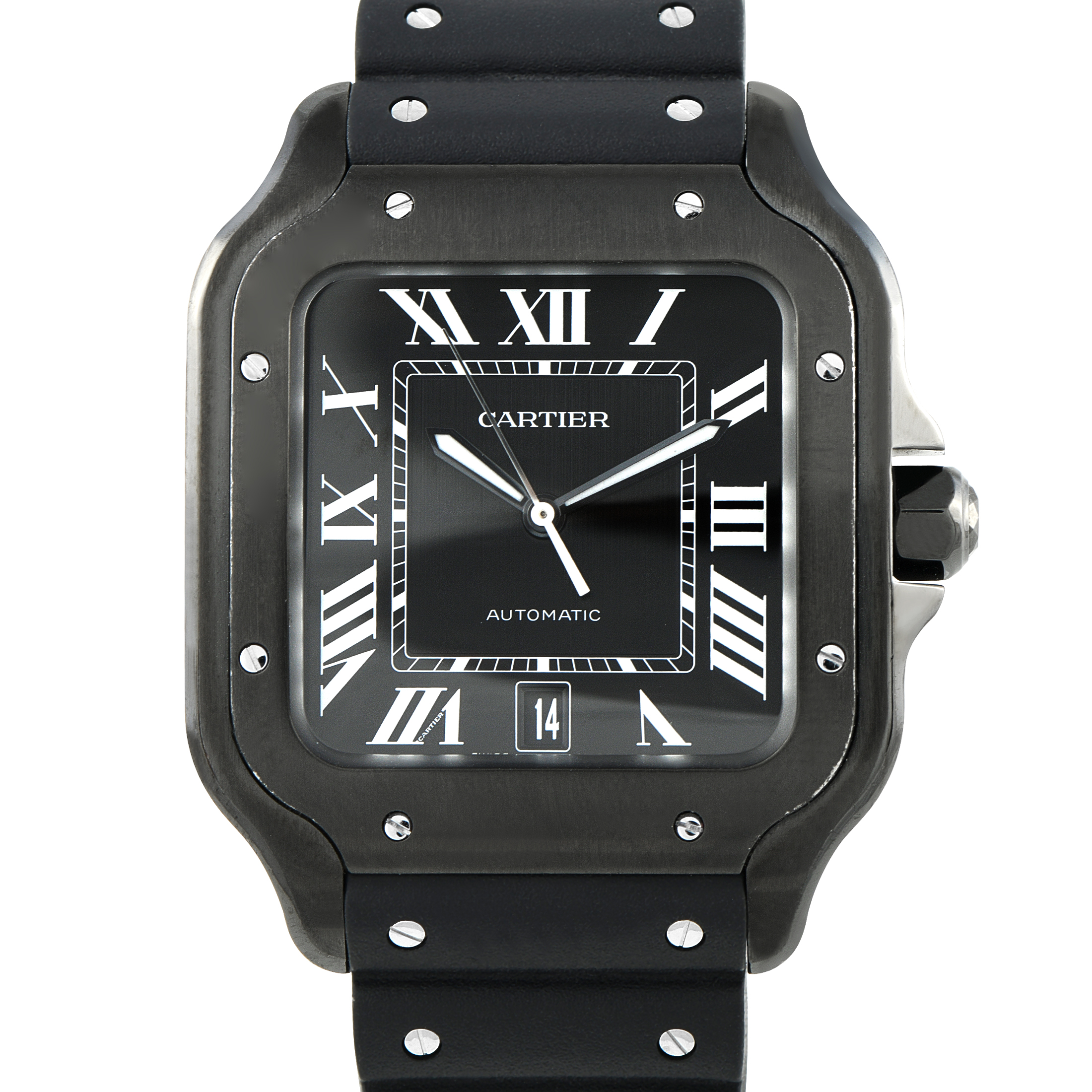Cartier Santos Large Model All Black ADLC Steel Watch WSSA0039