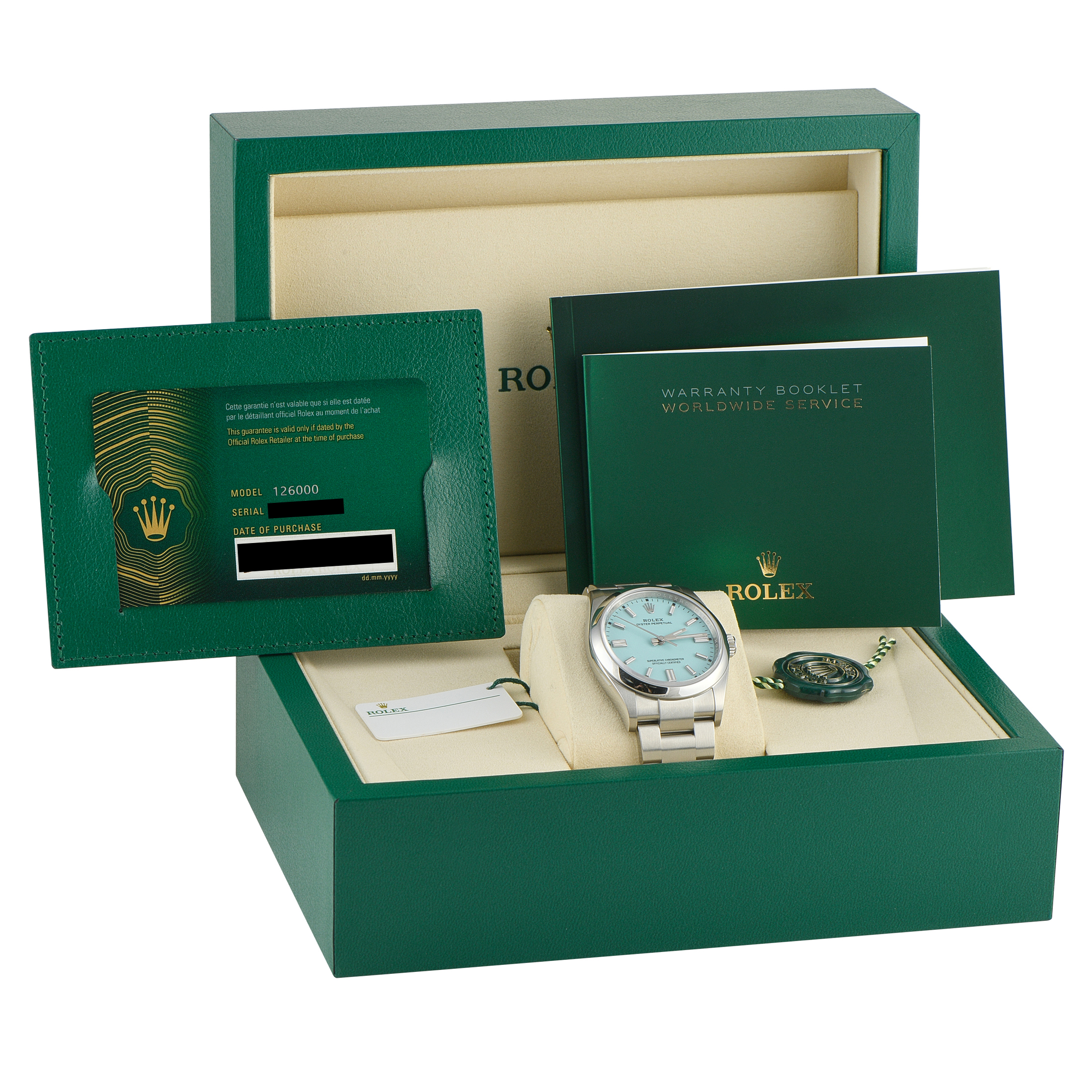 Rolex Oyster Perpetual 36 Turquoise Dial Steel Watch 126000-0006