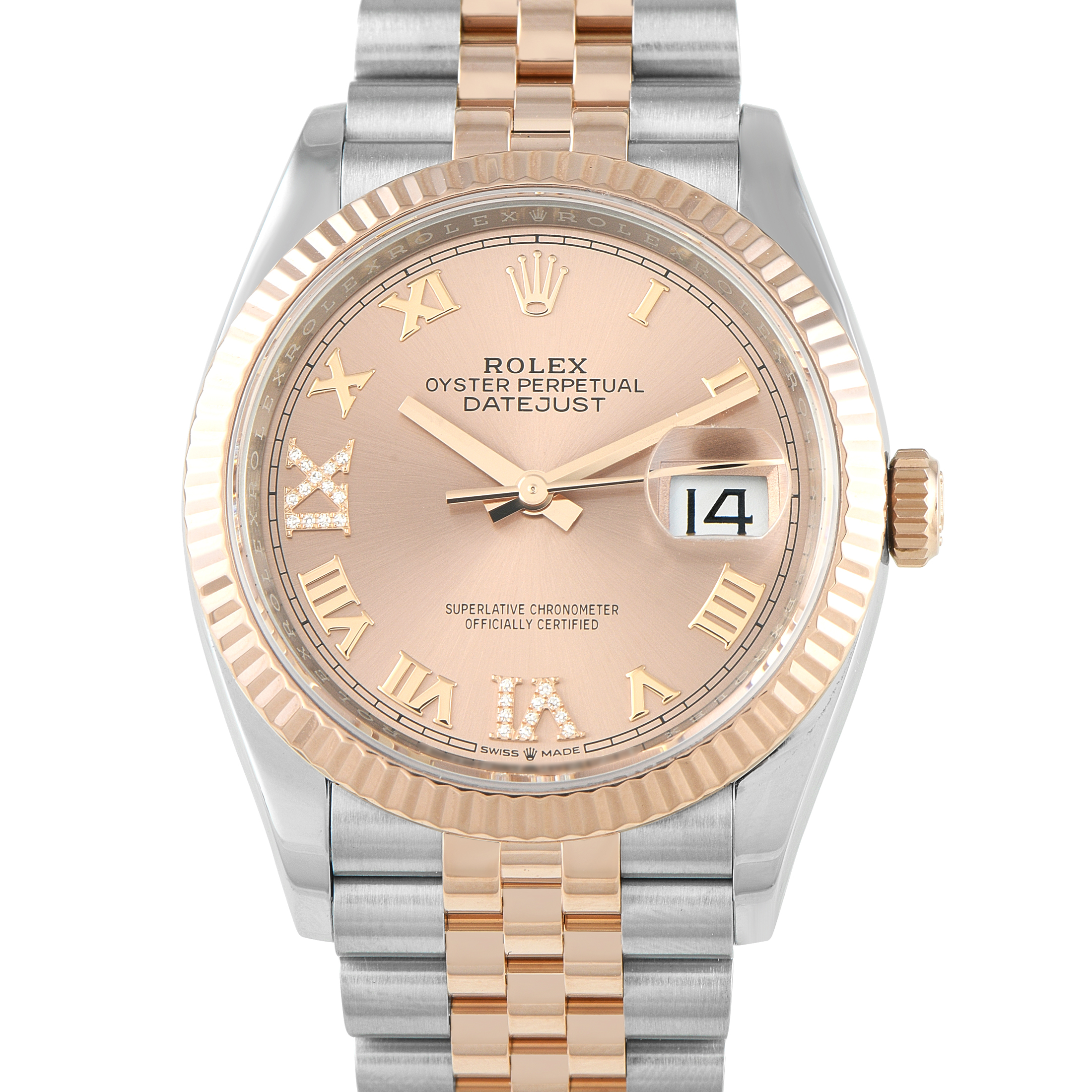 Rolex Datejust 36 Roman Rose Dial Two-Tone Jubilee Watch 126231