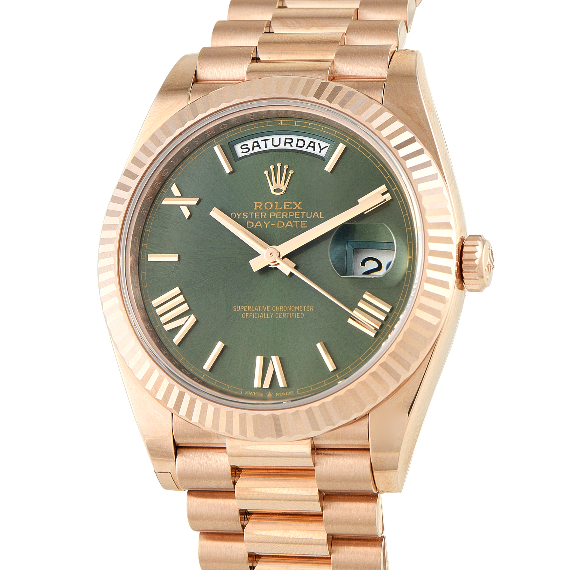 Rolex Day-Date 40 Green Dial Everose Gold President Watch 228235