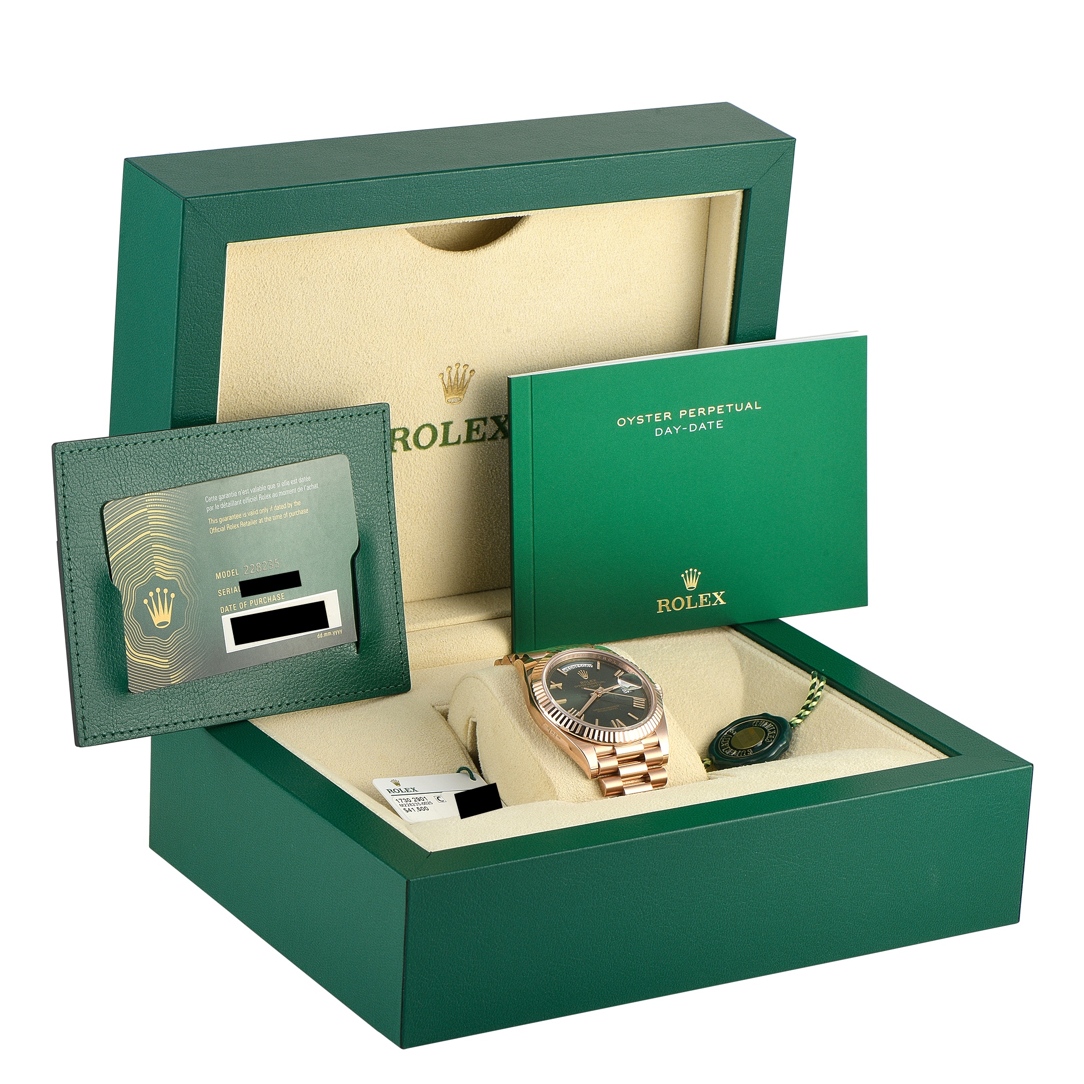 Rolex Day-Date 40 Green Dial Everose Gold President Watch 228235