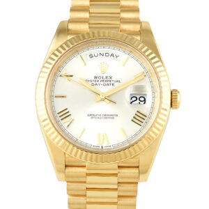 Rolex Day-Date 40 Silver Roman Dial Yellow Gold President Watch 228238