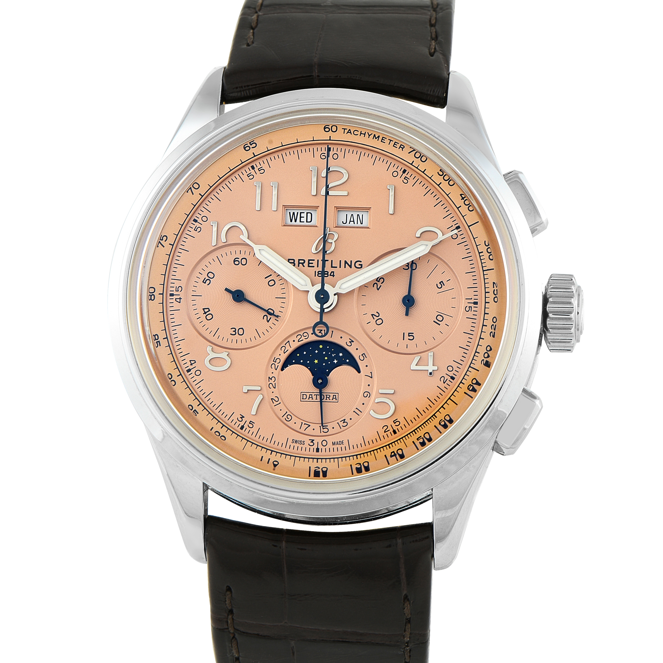 Breitling Premier B25 Datora 42 Copper Dial Steel Watch AB2510201K1P1