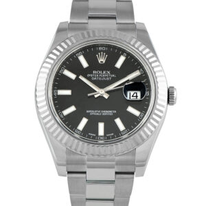 Rolex Datejust II Black Dial White Gold and Steel Oyster Watch 116334