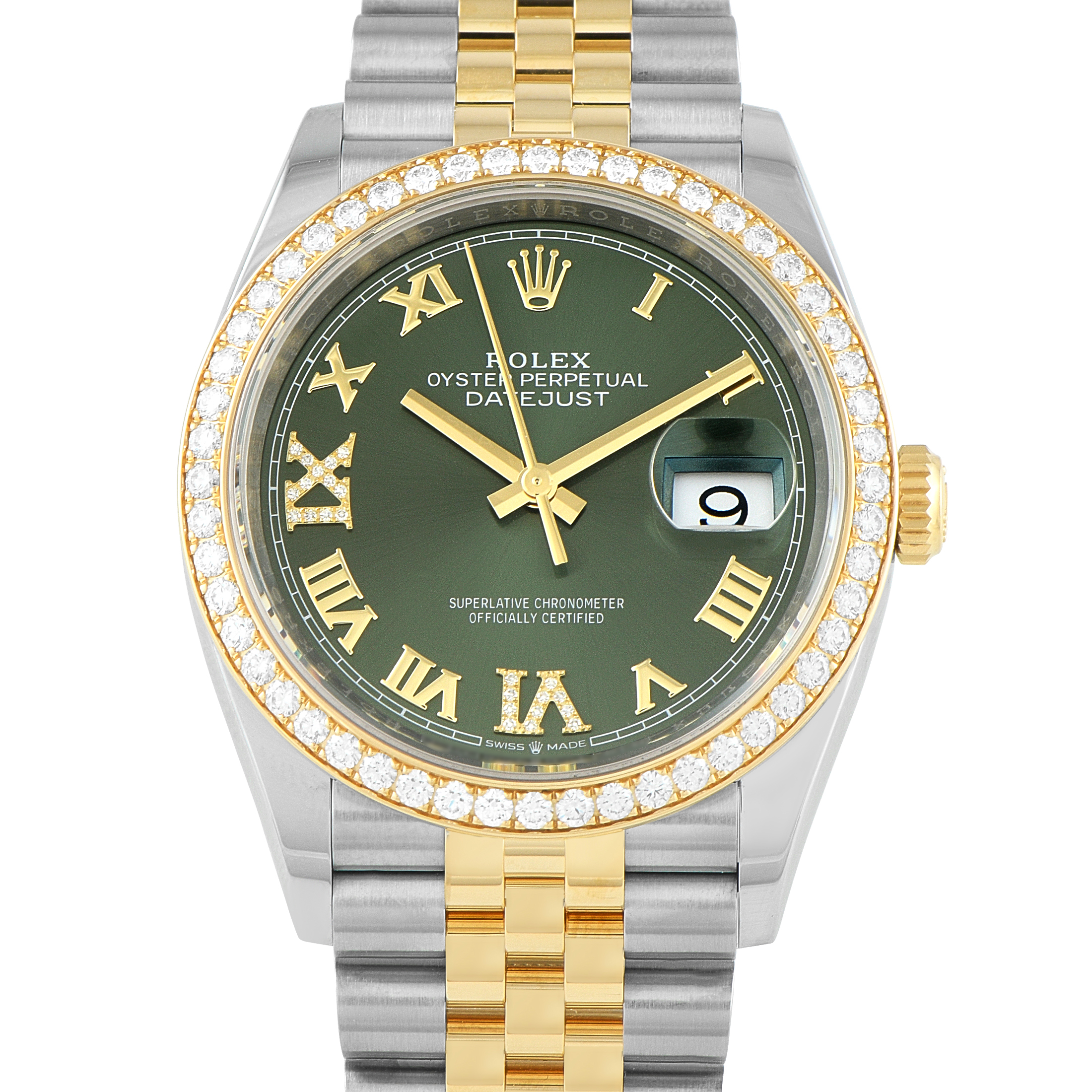 Rolex Datejust 36 Olive Roman Dial Two-Tone Jubilee Watch 126283rbr
