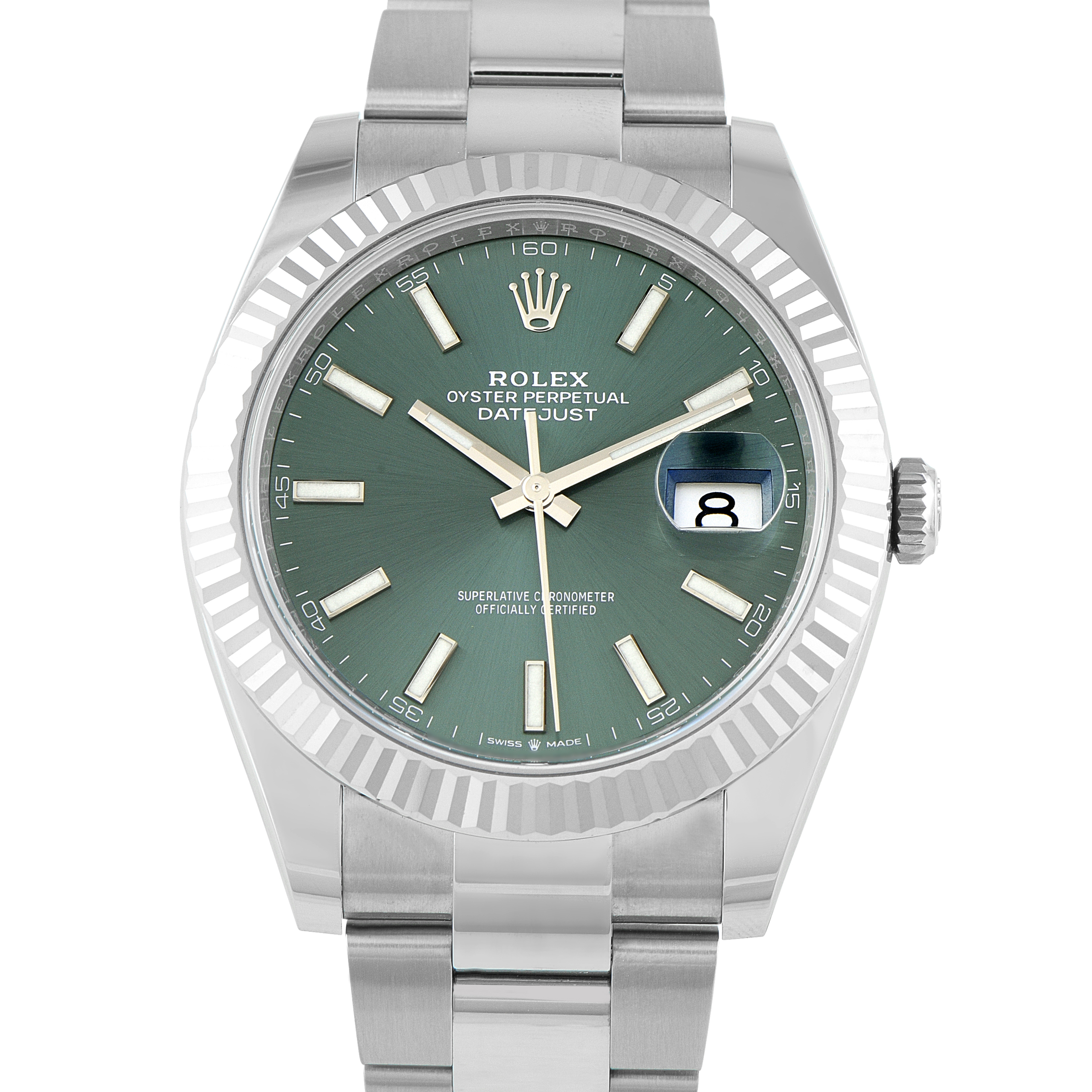 Rolex Datejust 41 Green Dial Steel and White Gold Watch 126334