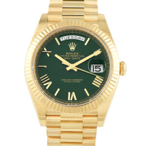 Rolex Day-Date 40 Green Roman Dial Yellow Gold President Watch 228238