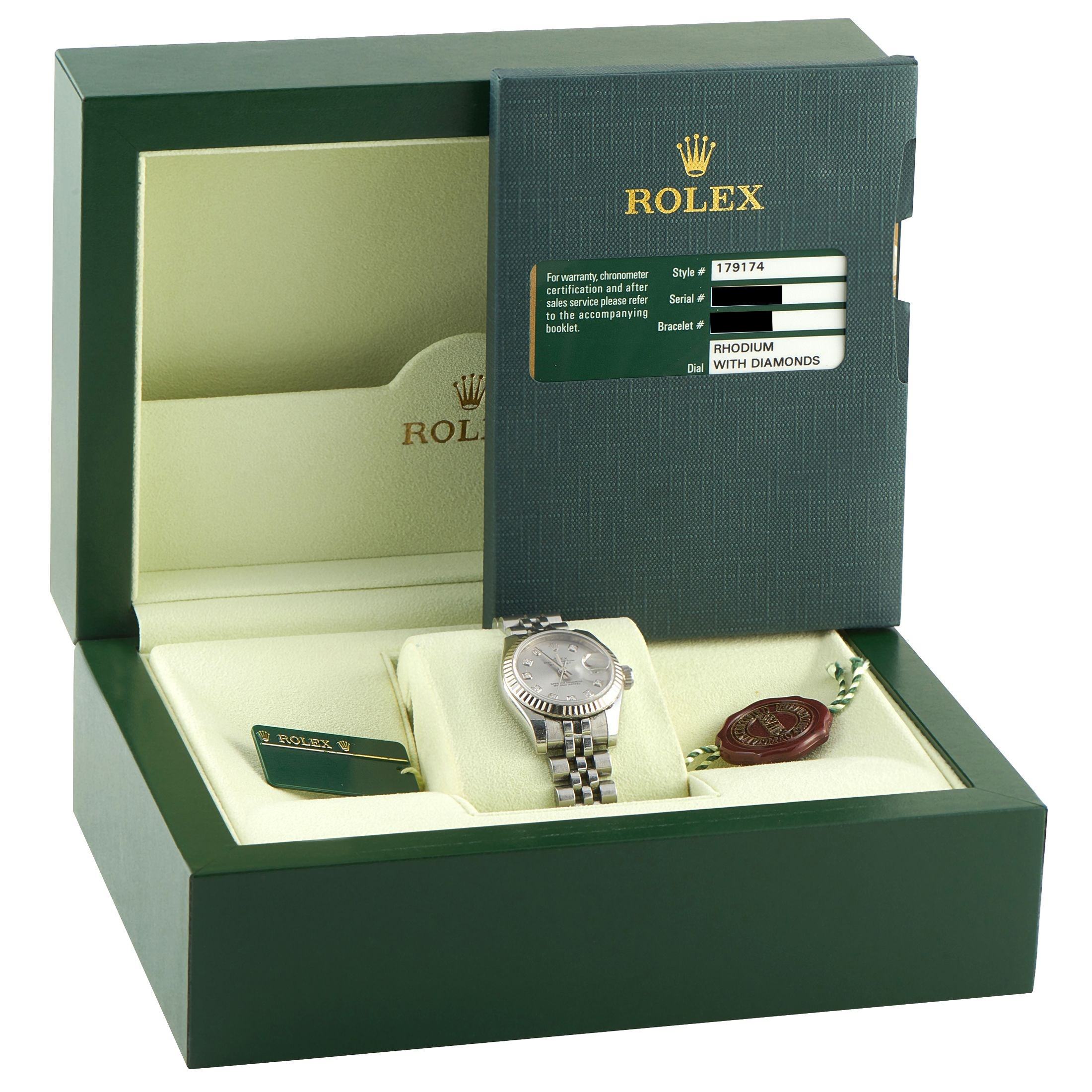 Rolex Lady-Datejust Silver Diamond Dial Steel Jubilee 179174