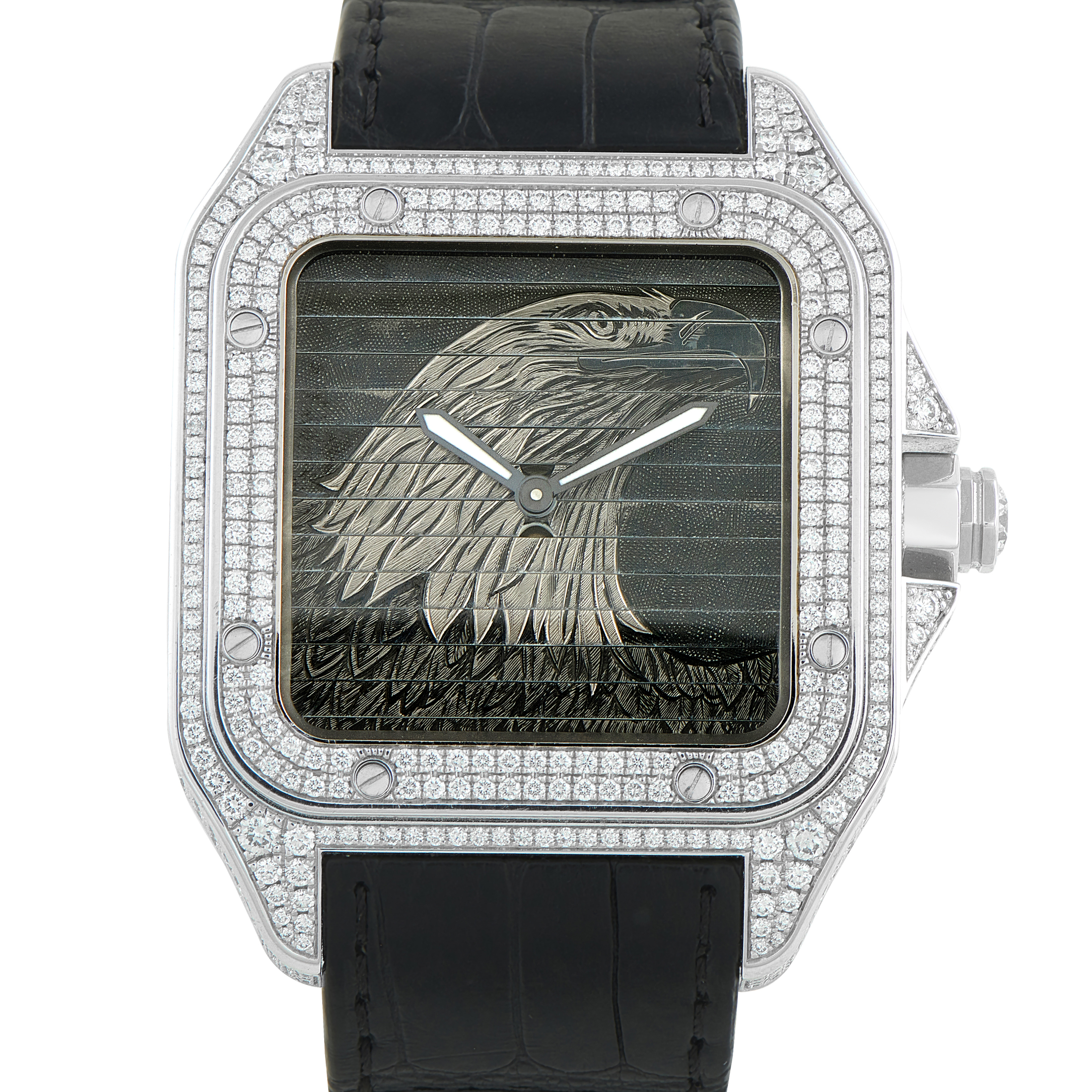 Cartier Santos Triple 100 Diamond and White Gold Watch 23/50